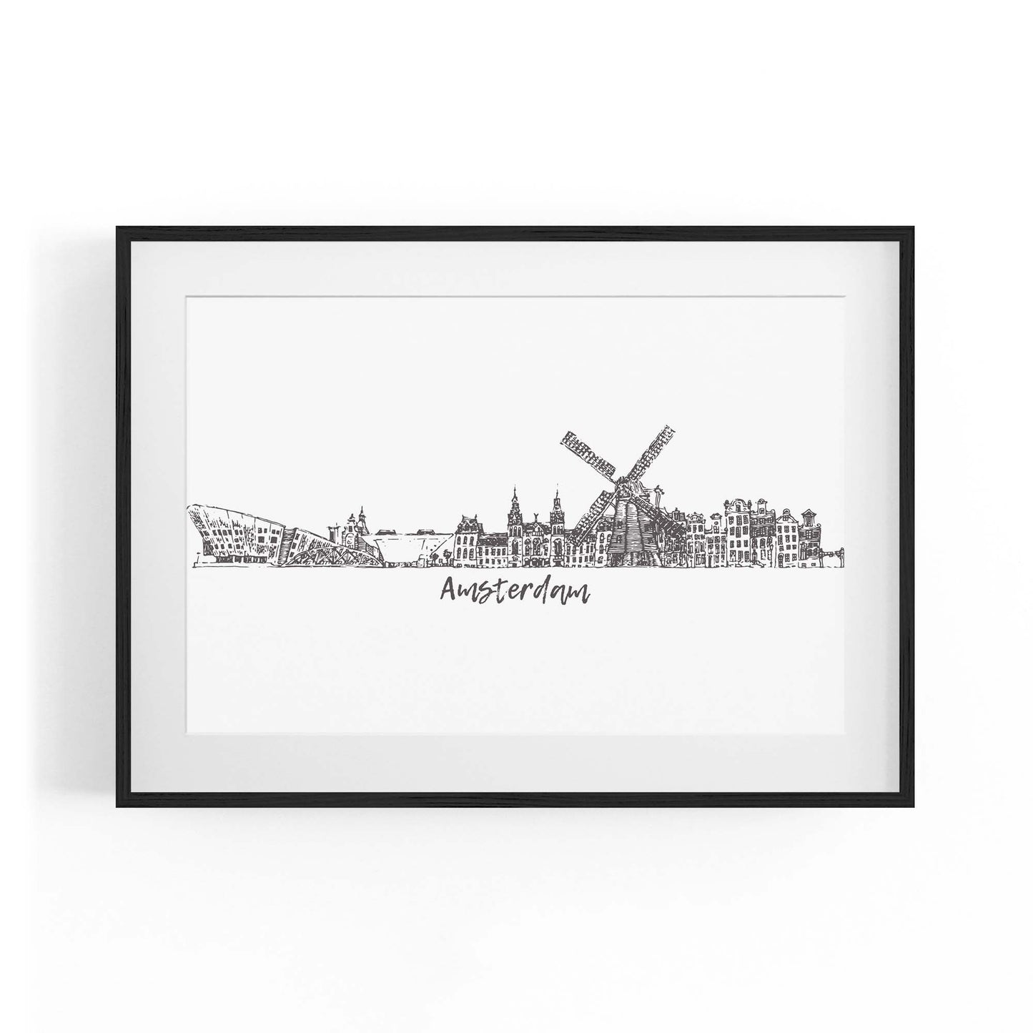 Amsterdam Drawing Travel Minimal Wall Art - The Affordable Art Company