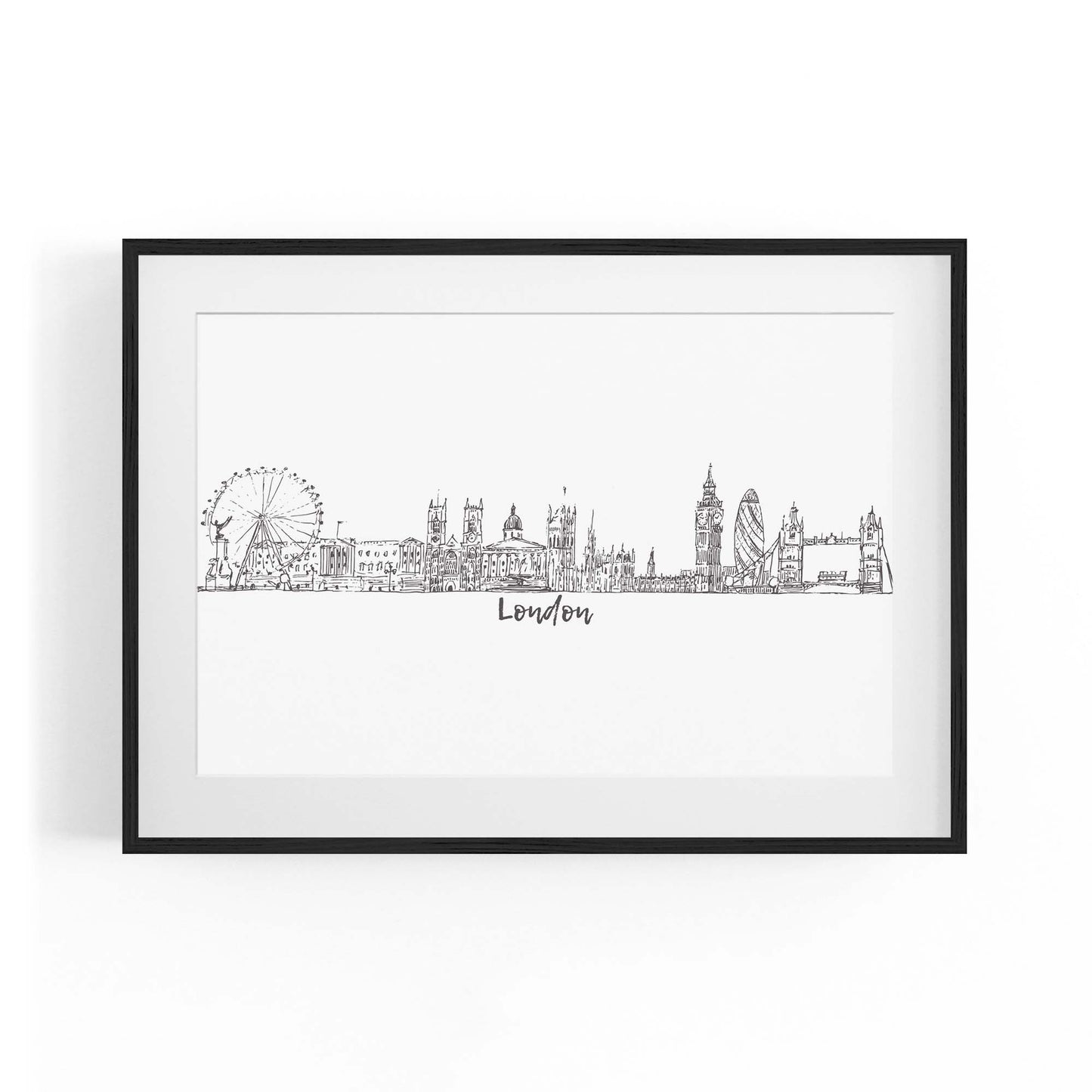 London Drawing Cityscape Travel Minimal Wall Art - The Affordable Art Company