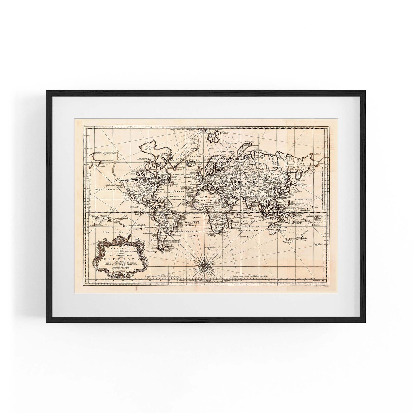 Vintage World Map Old Wall Art #3 - The Affordable Art Company
