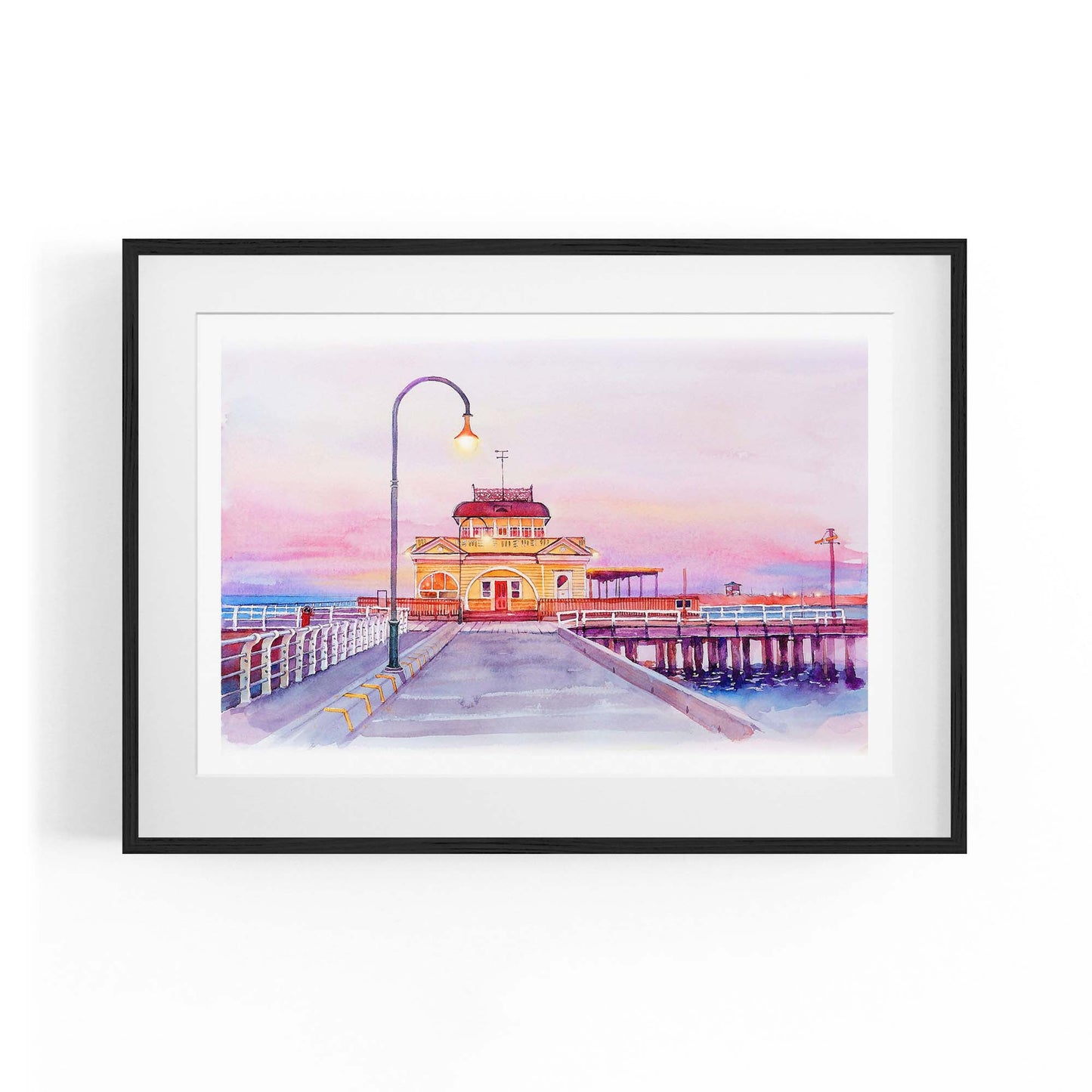 St Kilda Pier Watercolour Painting Melbourne Art - The Affordable Art Company