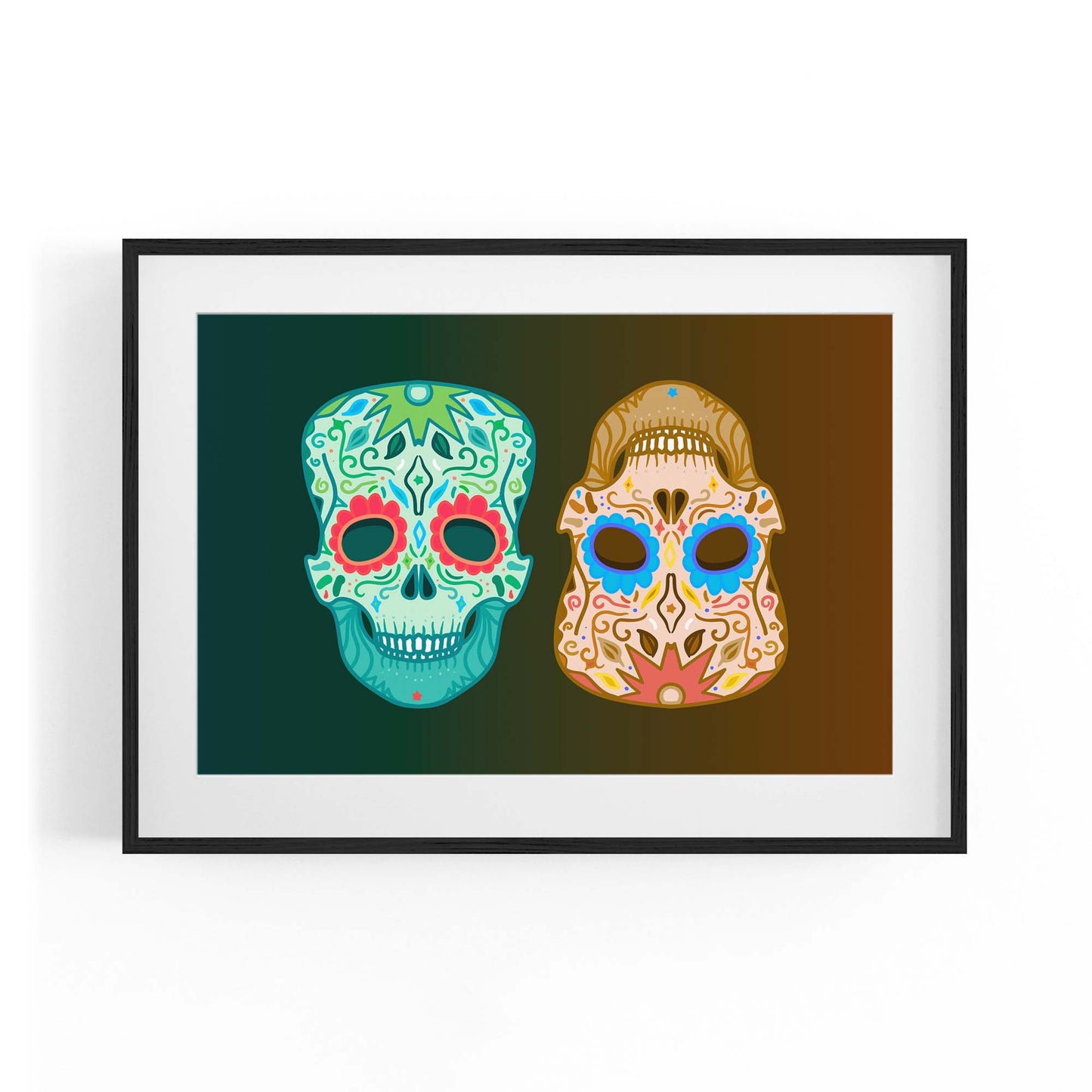 Vintage Mexican Day of the Dead Skulls Wall Art #2 - The Affordable Art Company
