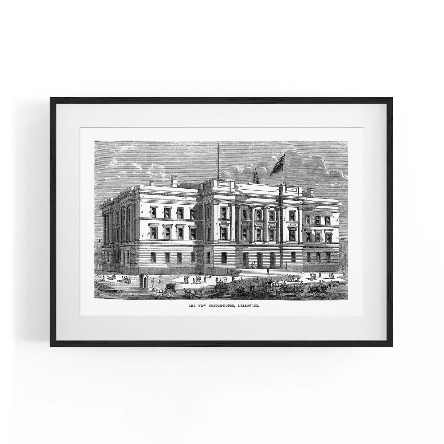 Customs House, Melbourne Vintage Drawing Wall Art - The Affordable Art Company