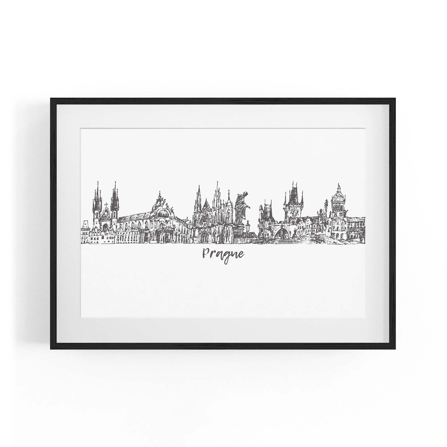 Prague Czech Cityscape Minimal Painting Wall Art #3 - The Affordable Art Company