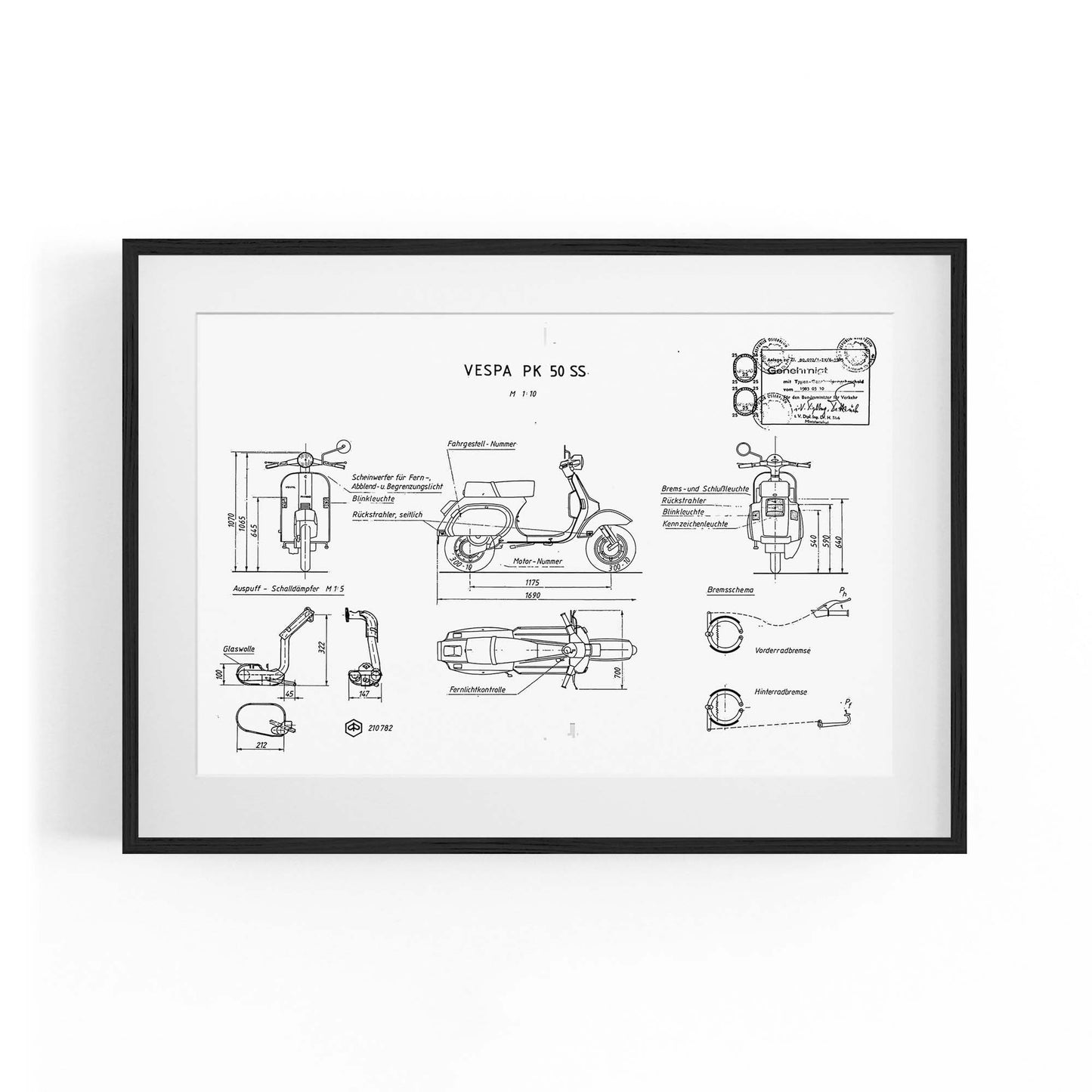 Vintage Vespa Patent White Patent Wall Art #2 - The Affordable Art Company