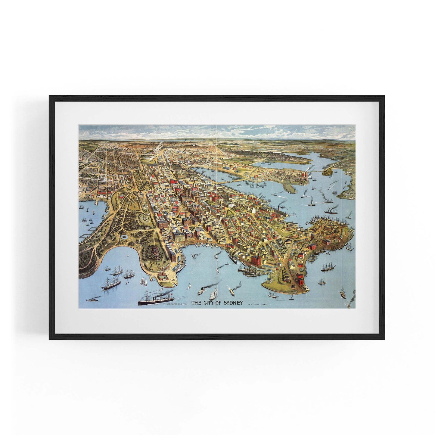 Vintage Sydney Map New South Wales Wall Art - The Affordable Art Company