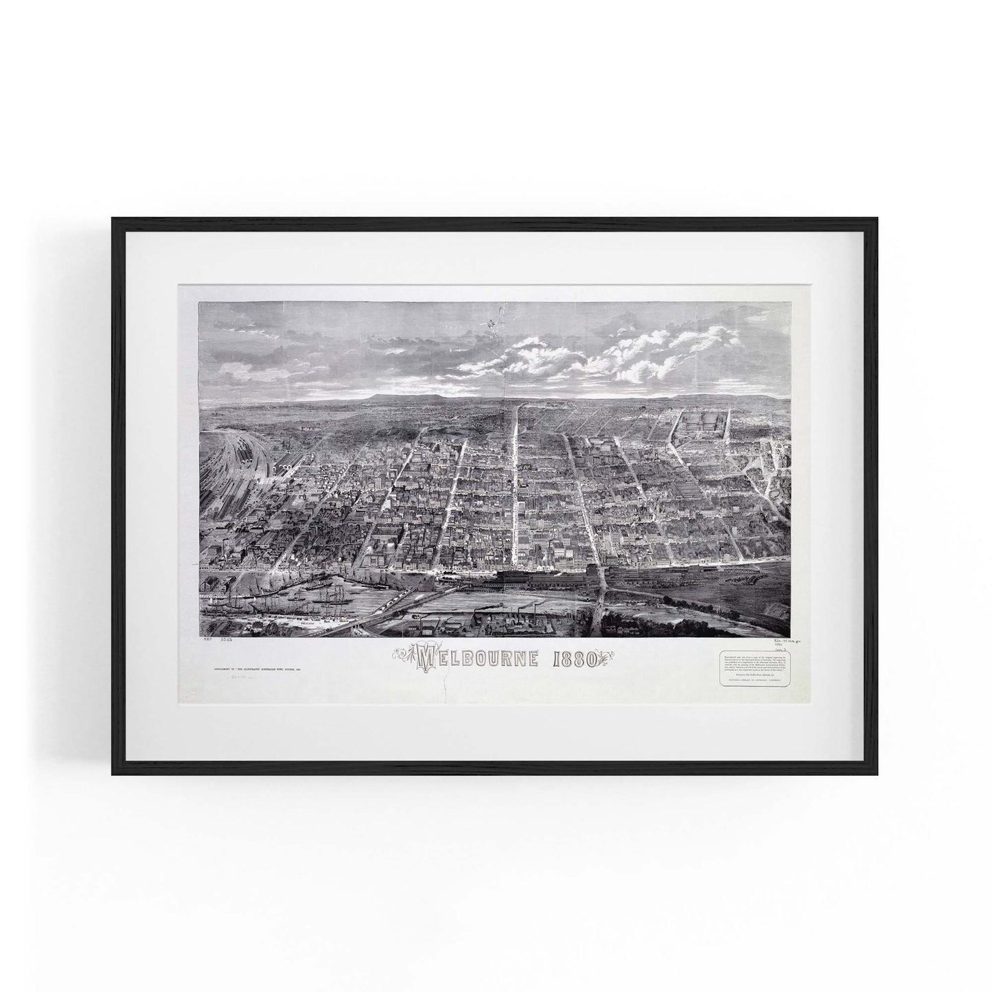 Melbourne City Vintage Drawing Wall Art - The Affordable Art Company