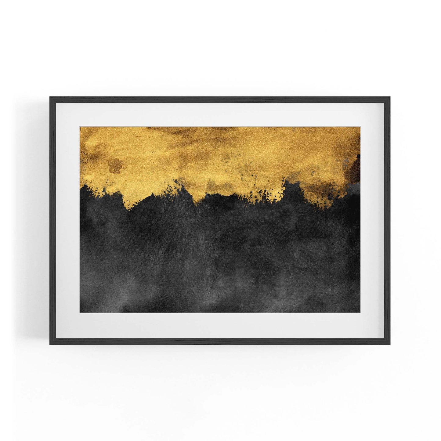 Black and Gold Abstract Painting Minimal Wall Art #3 - The Affordable Art Company