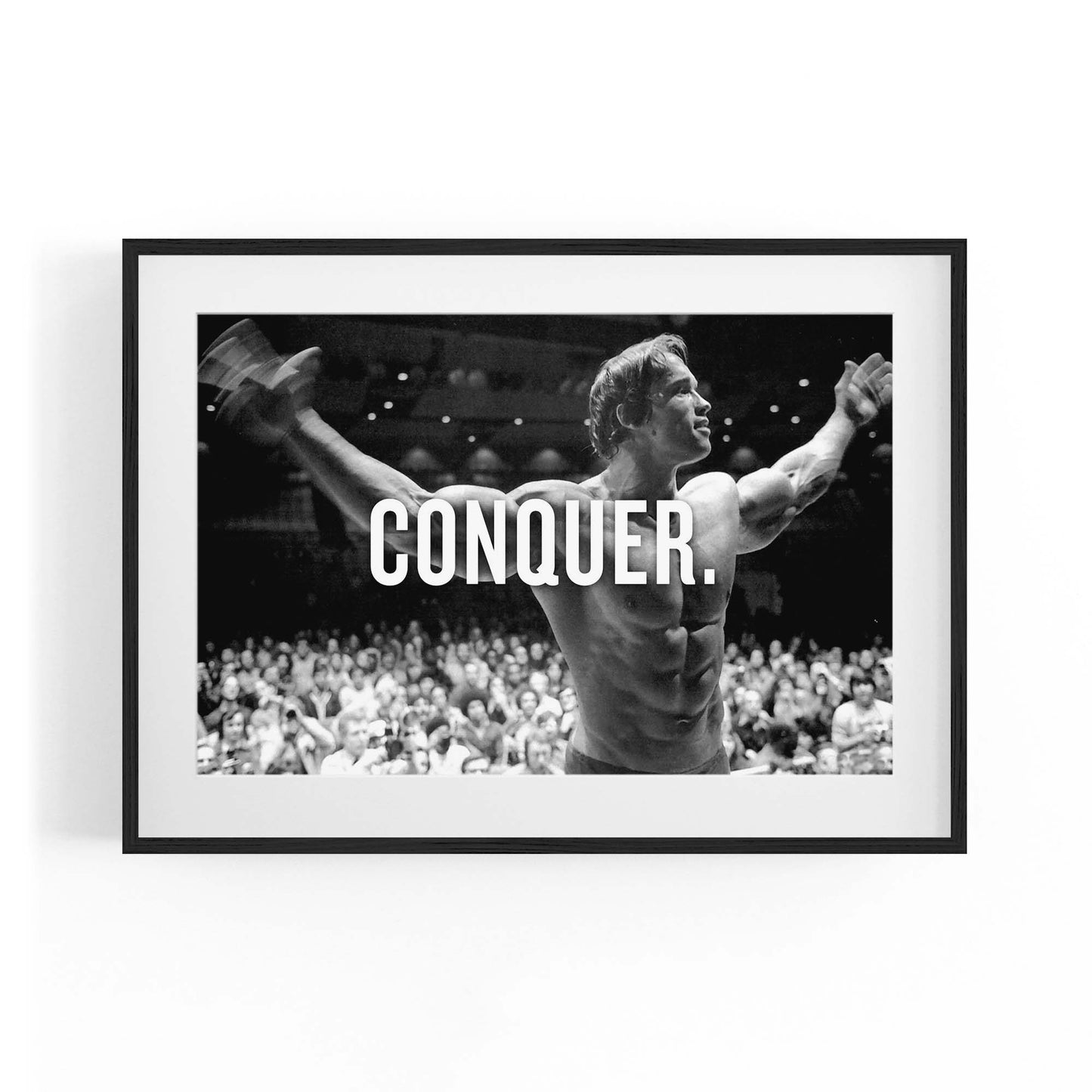 Arnold "Conquer" Fitness Gym Motivational Wall Art - The Affordable Art Company