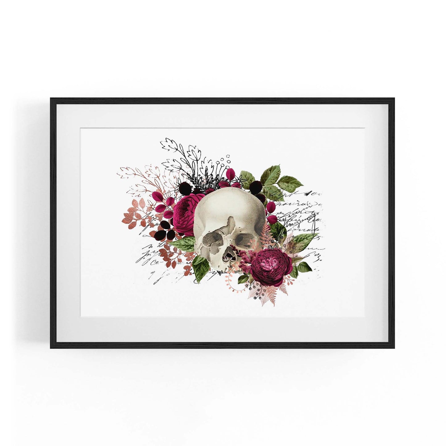 Purple Floral Skull Fashion Girls Bedroom Wall Art #1 - The Affordable Art Company
