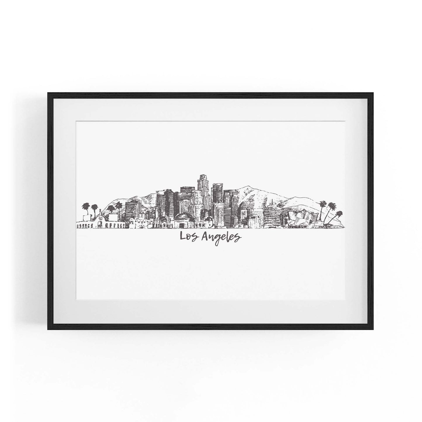 Los Angeles California Cityscape Drawing Wall Art #1 - The Affordable Art Company