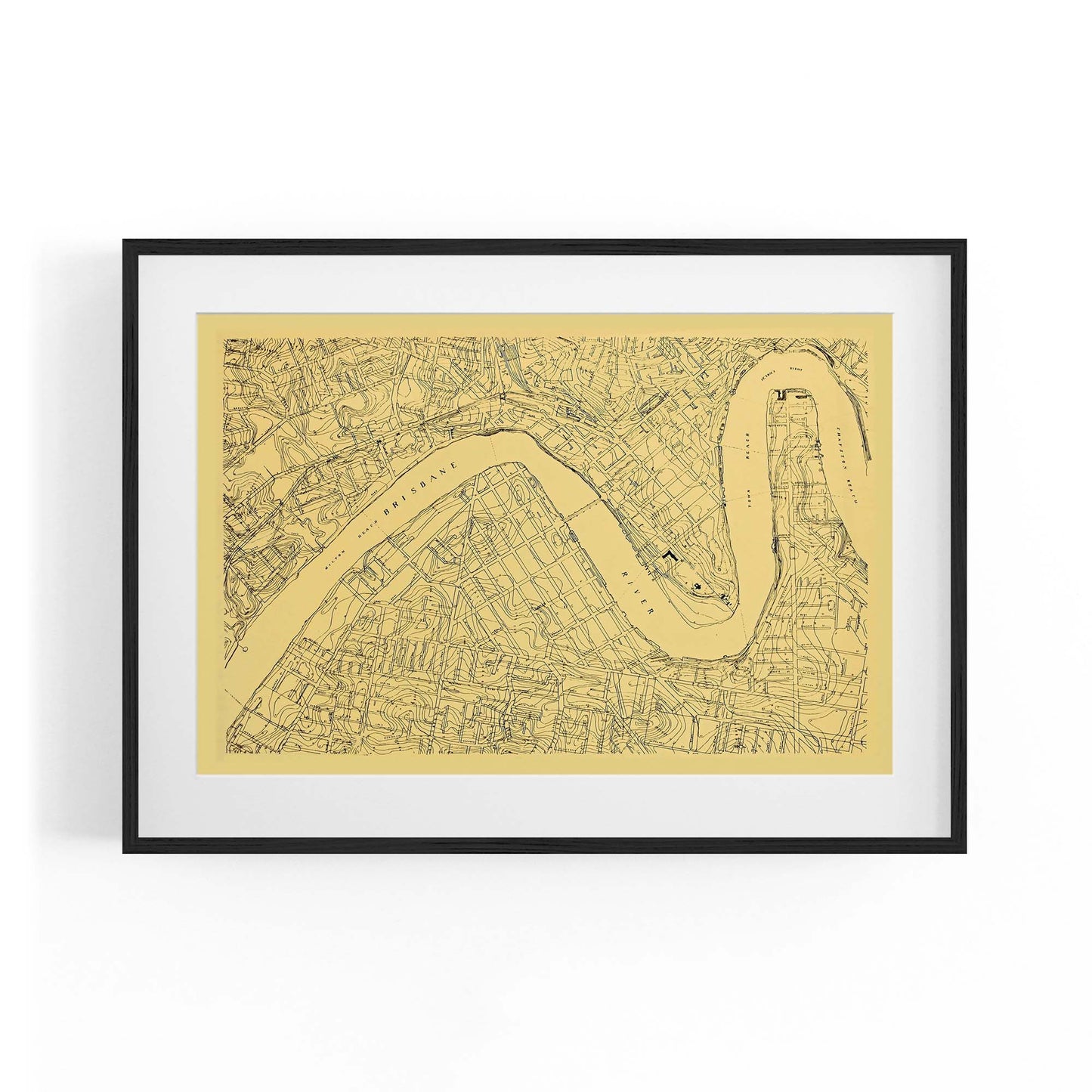 Brisbane Queensland Vintage Map Wall Art - The Affordable Art Company