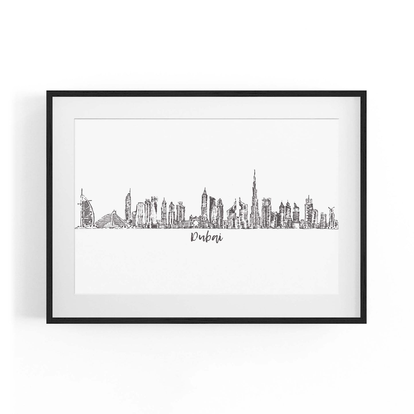 Dubai UAE Cityscape Drawing Minimal Wall Art - The Affordable Art Company