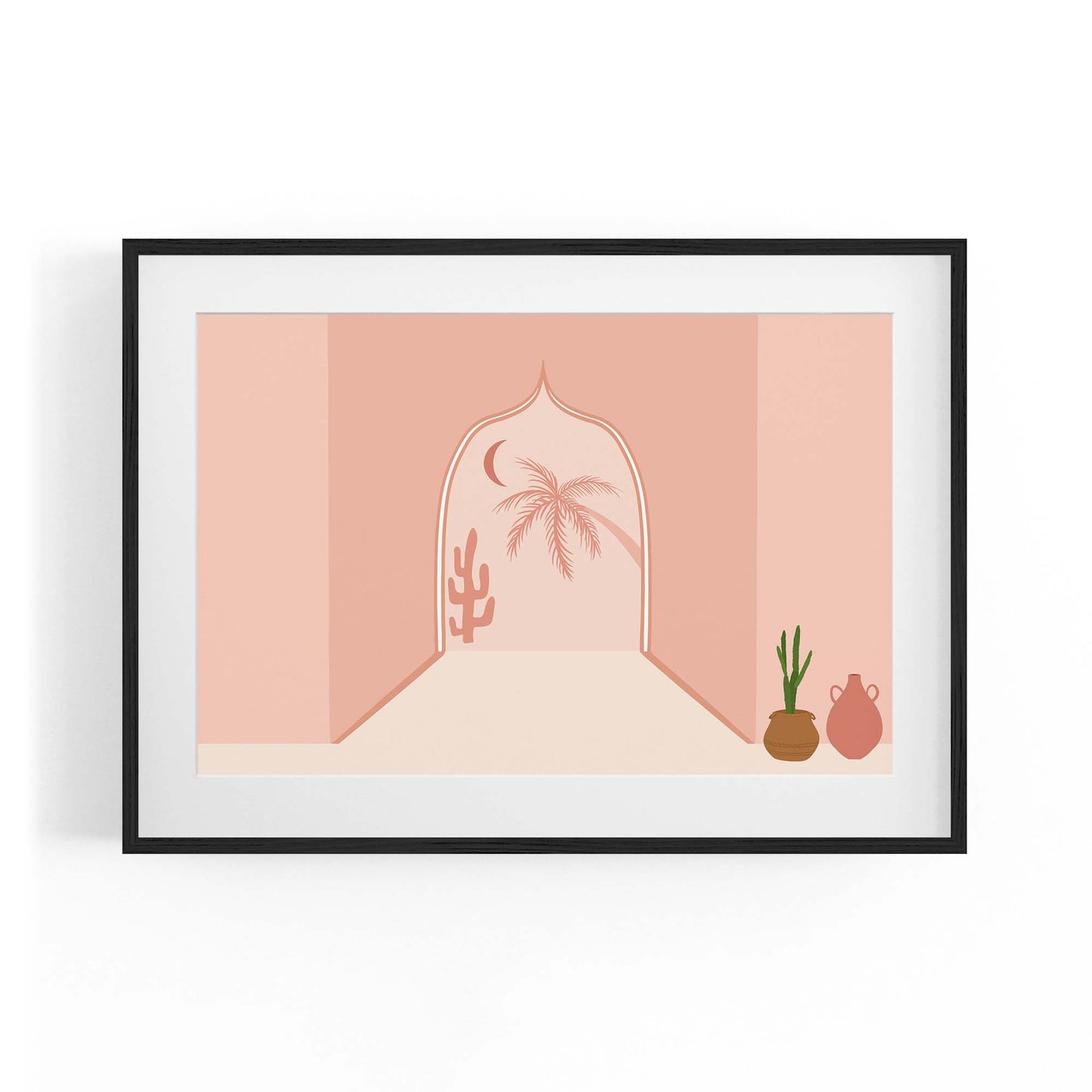 Minimal North Africa Retro Pink & Pastel Wall Art - The Affordable Art Company