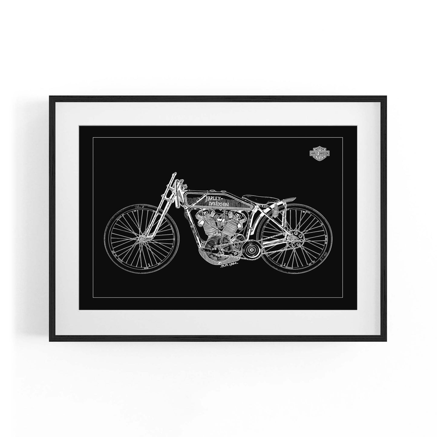 Harley Davidson Motorcycle Patent Black Wall Art - The Affordable Art Company