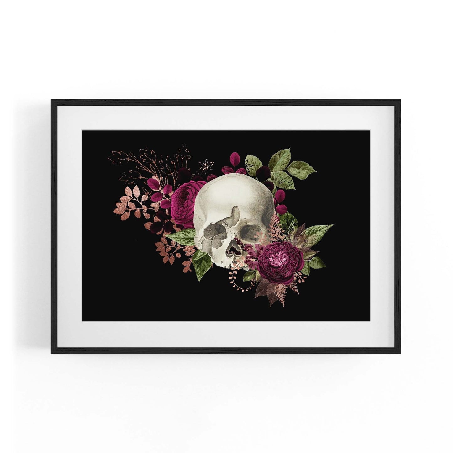 Purple Floral Skull Fashion Girls Bedroom Wall Art #2 - The Affordable Art Company