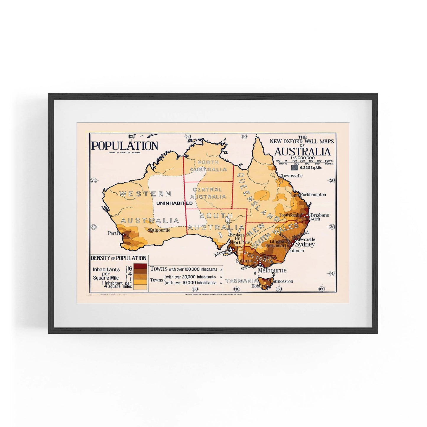 Australian Vintage Map Population Wall Art - The Affordable Art Company