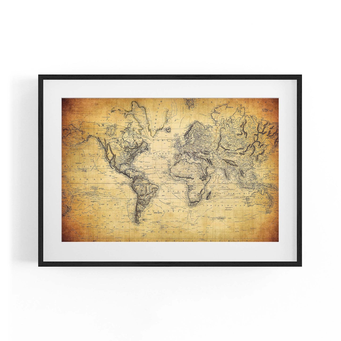 Vintage World Map Old Wall Art #2 - The Affordable Art Company