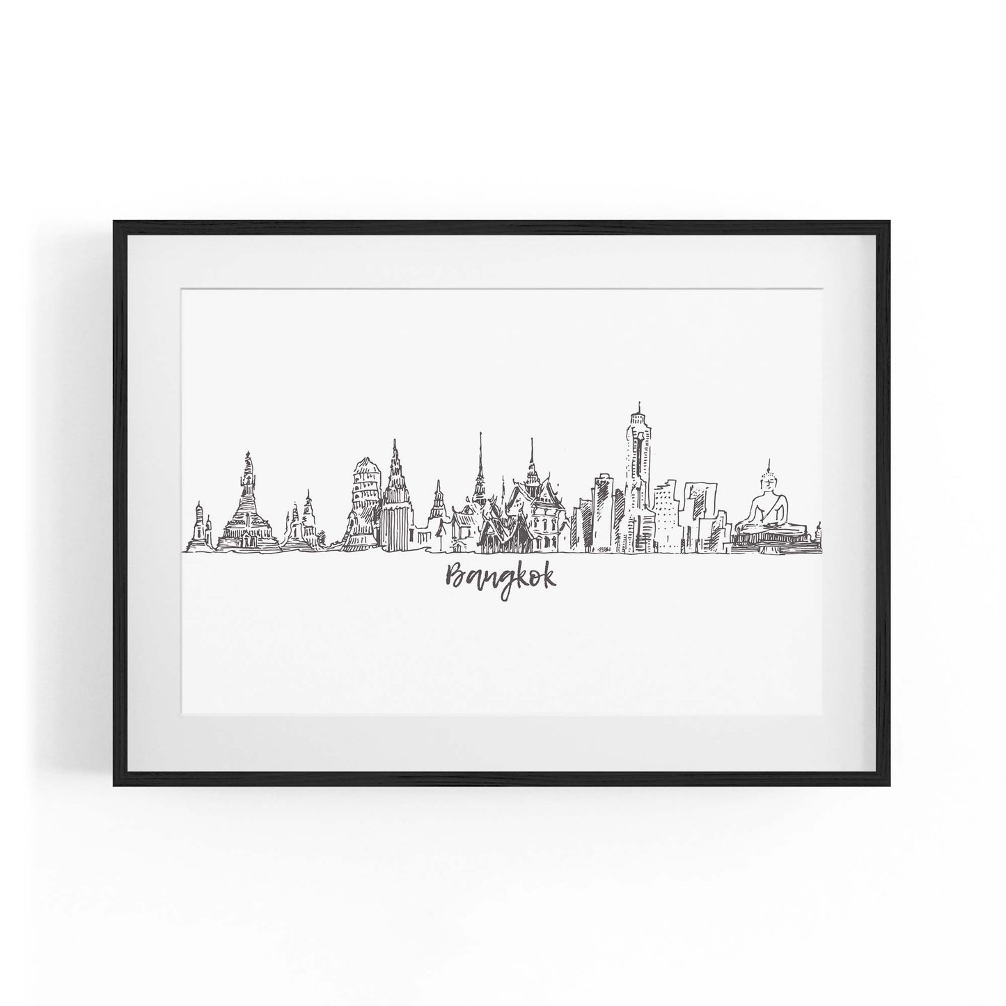 Bangkok Thailand Drawing Minimal Travel Wall Art - The Affordable Art Company