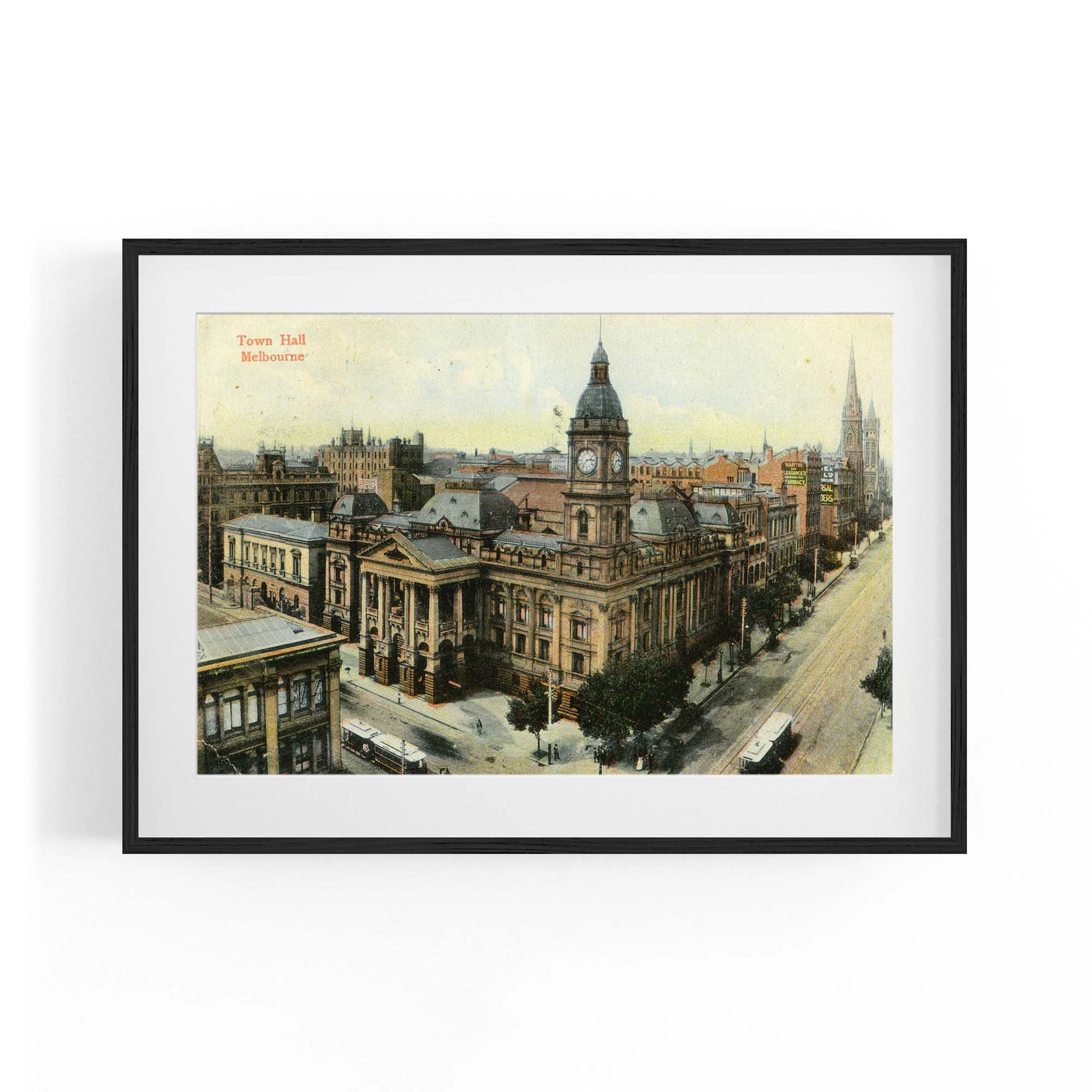 Town Hall, Melbourne Vintage Painting Wall Art #1 - The Affordable Art Company