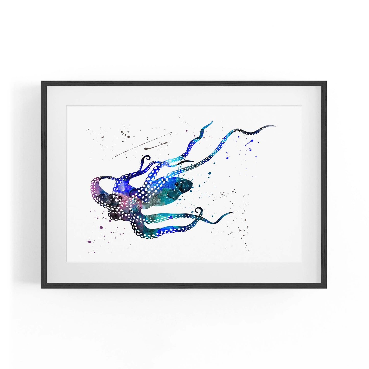Blue Cute Squid Painting Sealife Nursery Wall Art - The Affordable Art Company