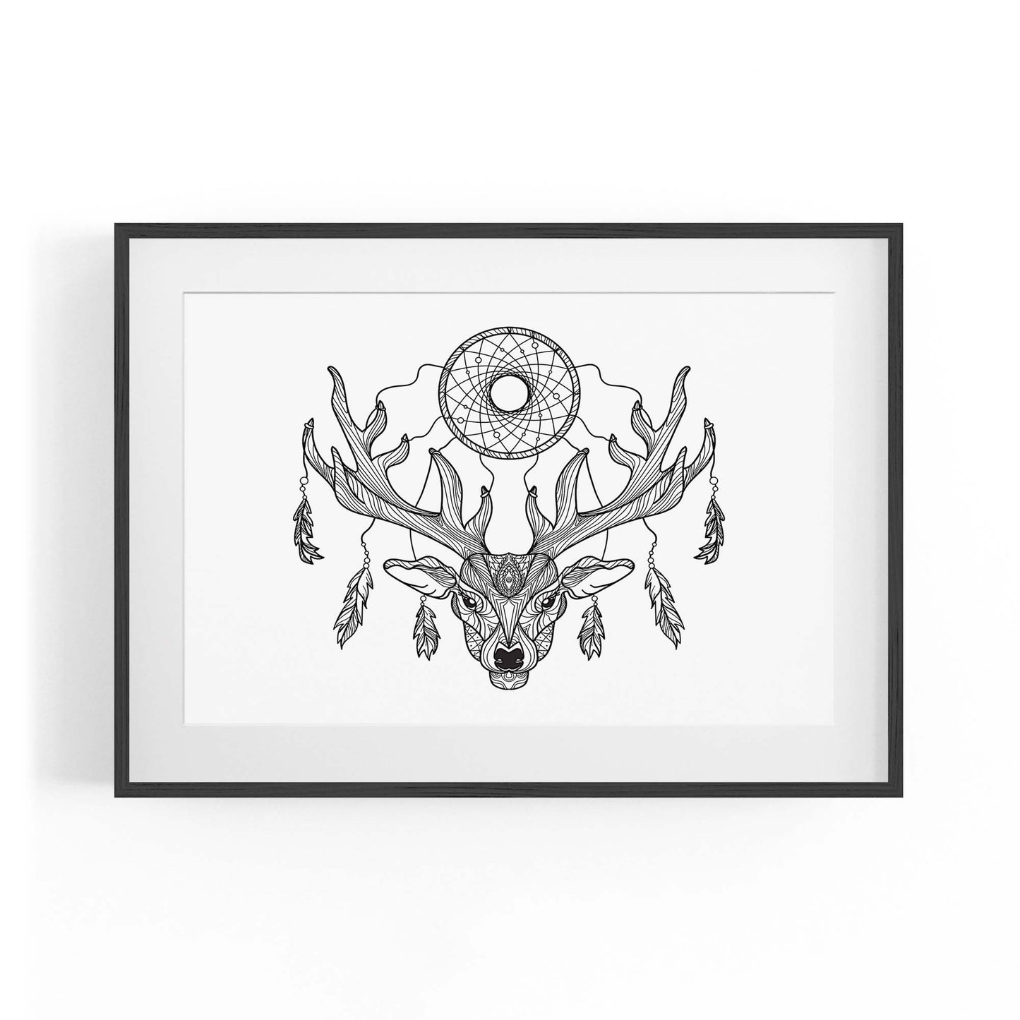 Dream Catcher Deer Drawing Bedroom Wall Art - The Affordable Art Company