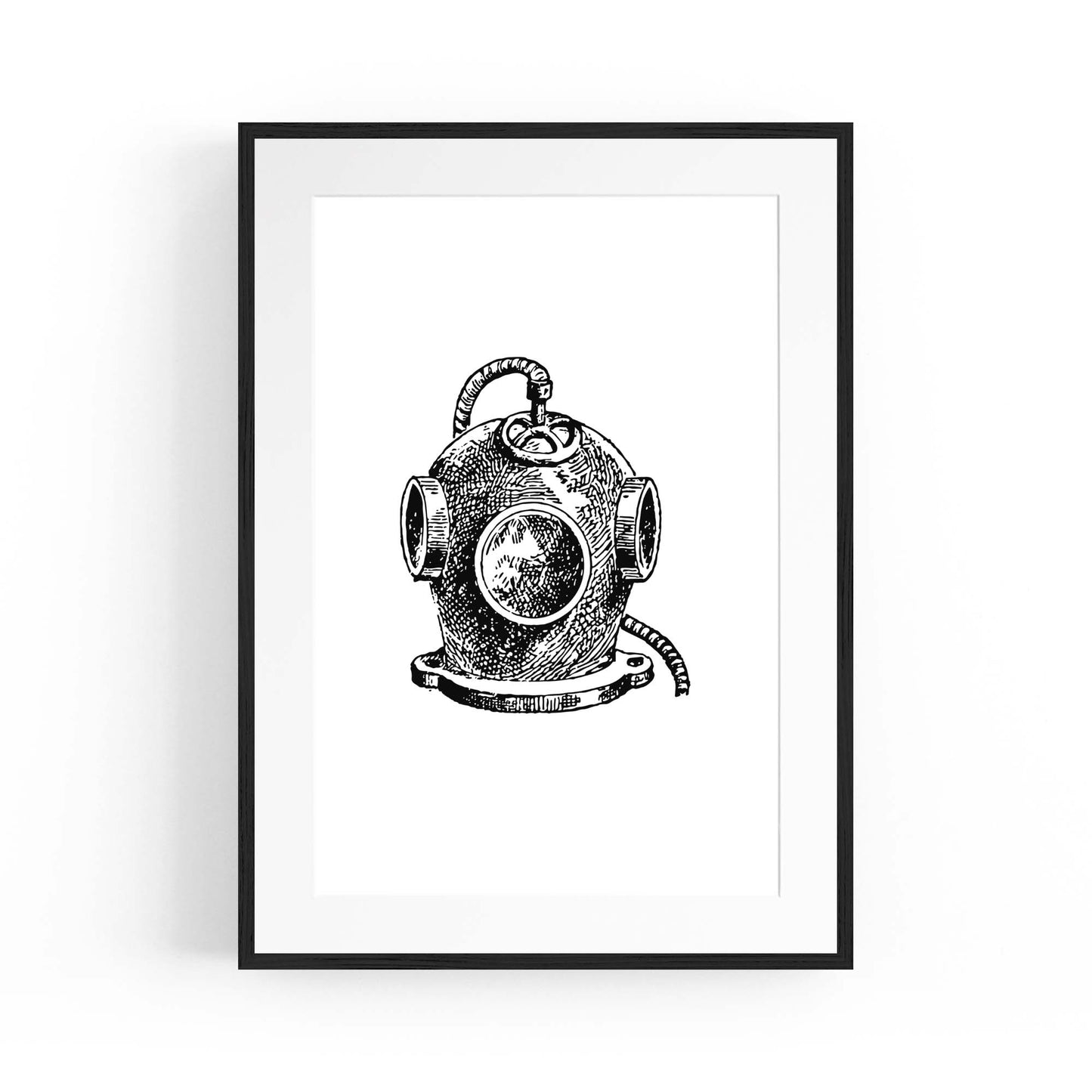 Diving Helmet Drawing Nautical Coastal Wall Art #2 - The Affordable Art Company