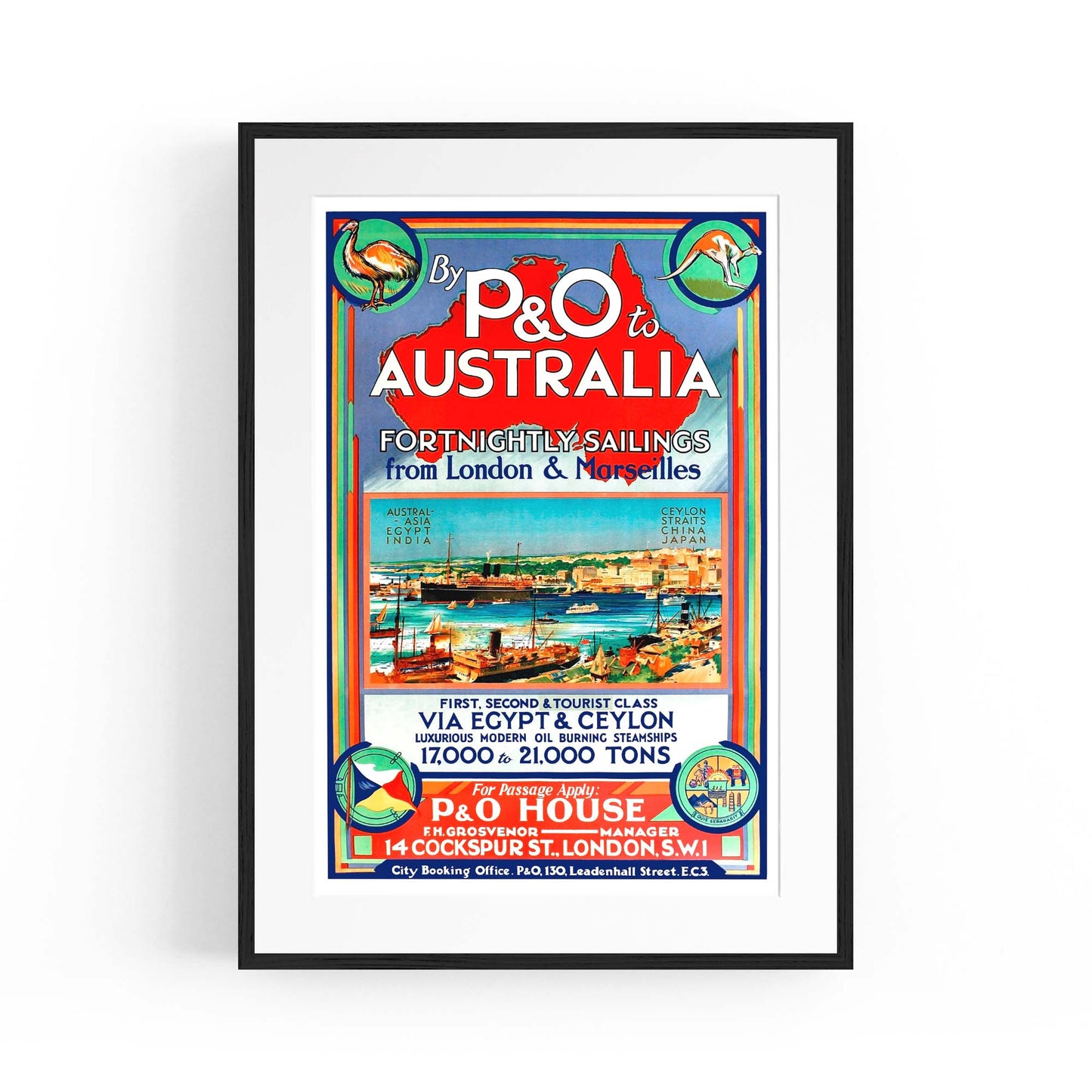 Vintage P&O Australia Travel Wall Art - The Affordable Art Company
