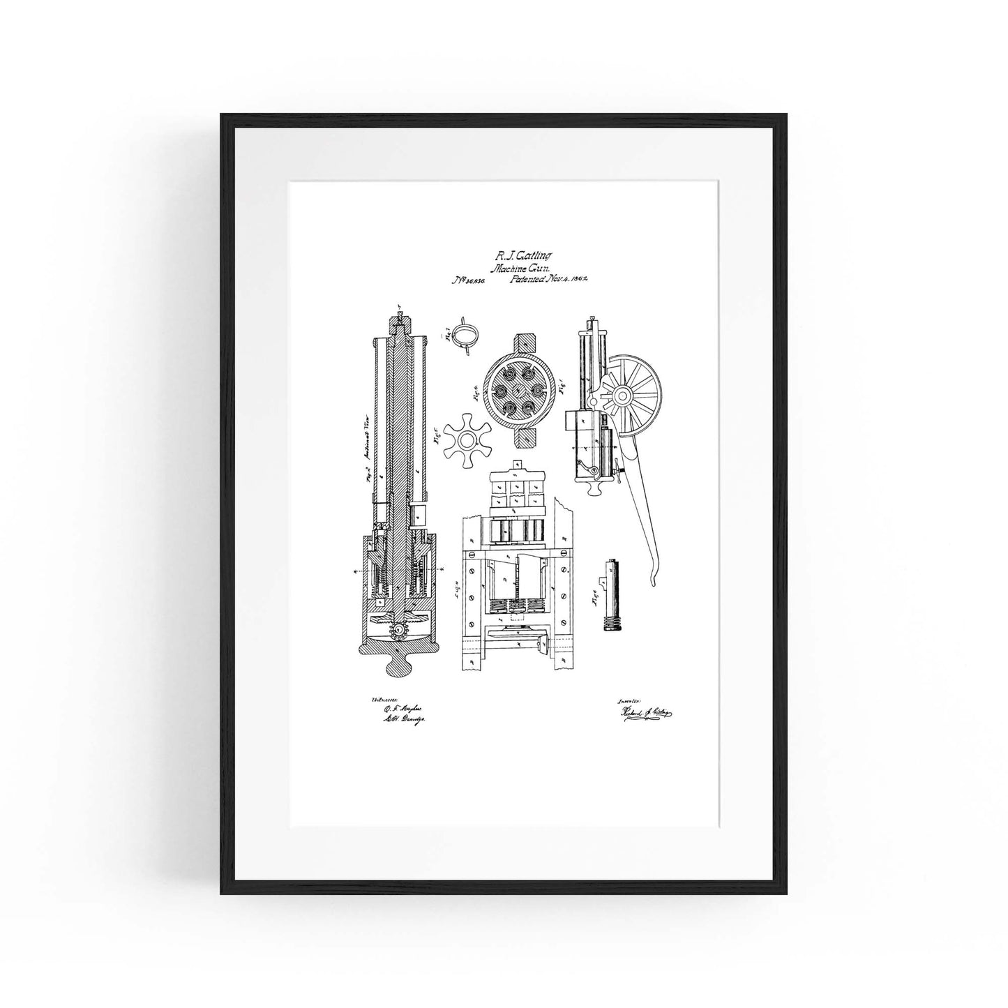 Vintage Machine Gun Patent Wall Art #2 - The Affordable Art Company