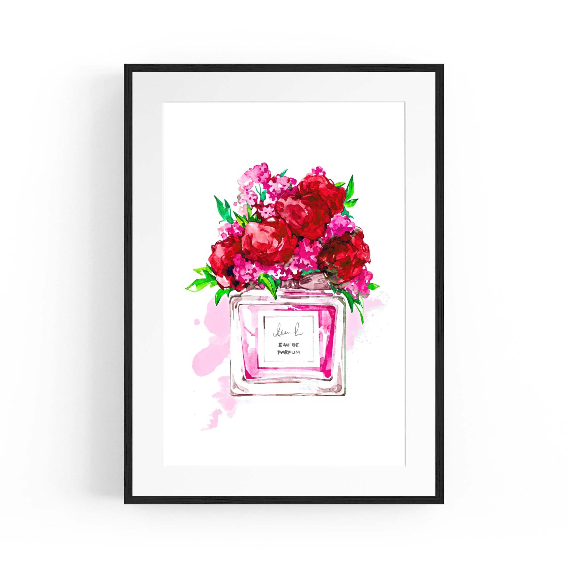 Red Floral Perfume Bottle Fashion Wall Art - The Affordable Art Company