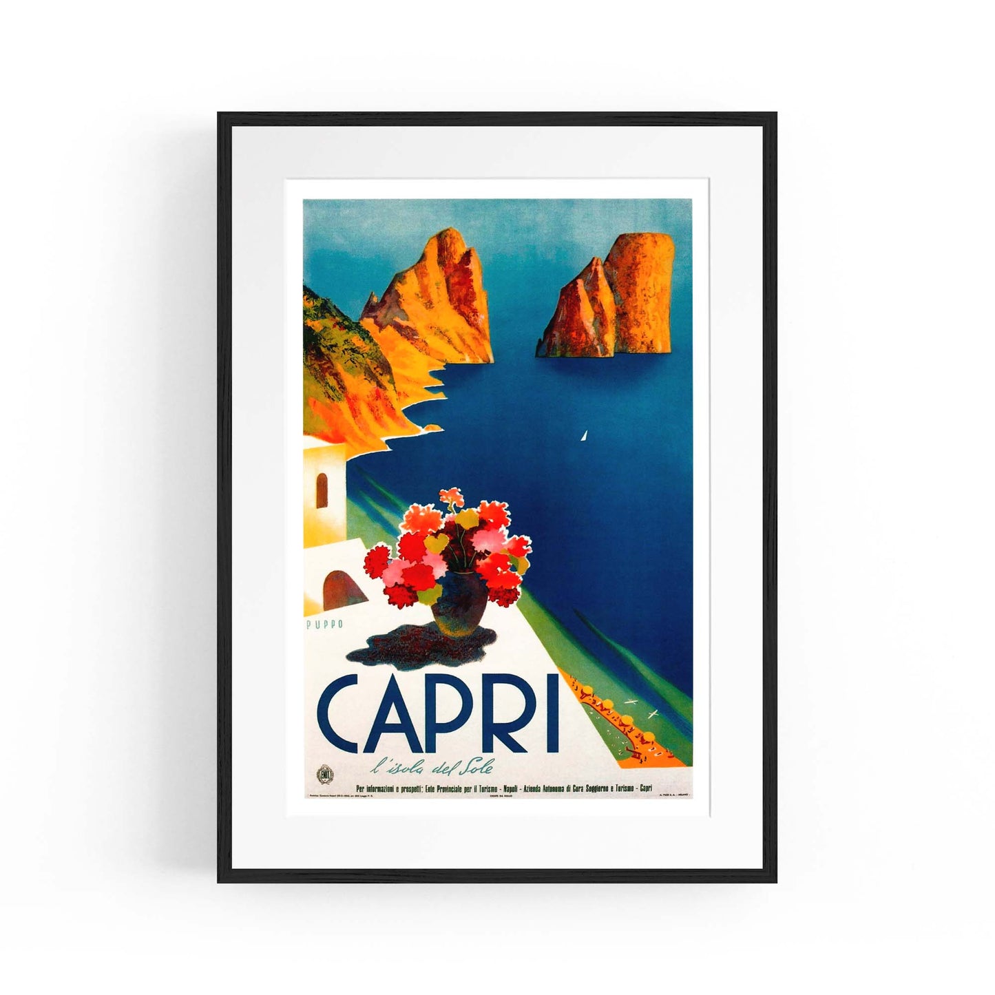 Capri, Italy Vintage Travel Italian Coastal Wall Art - The Affordable Art Company