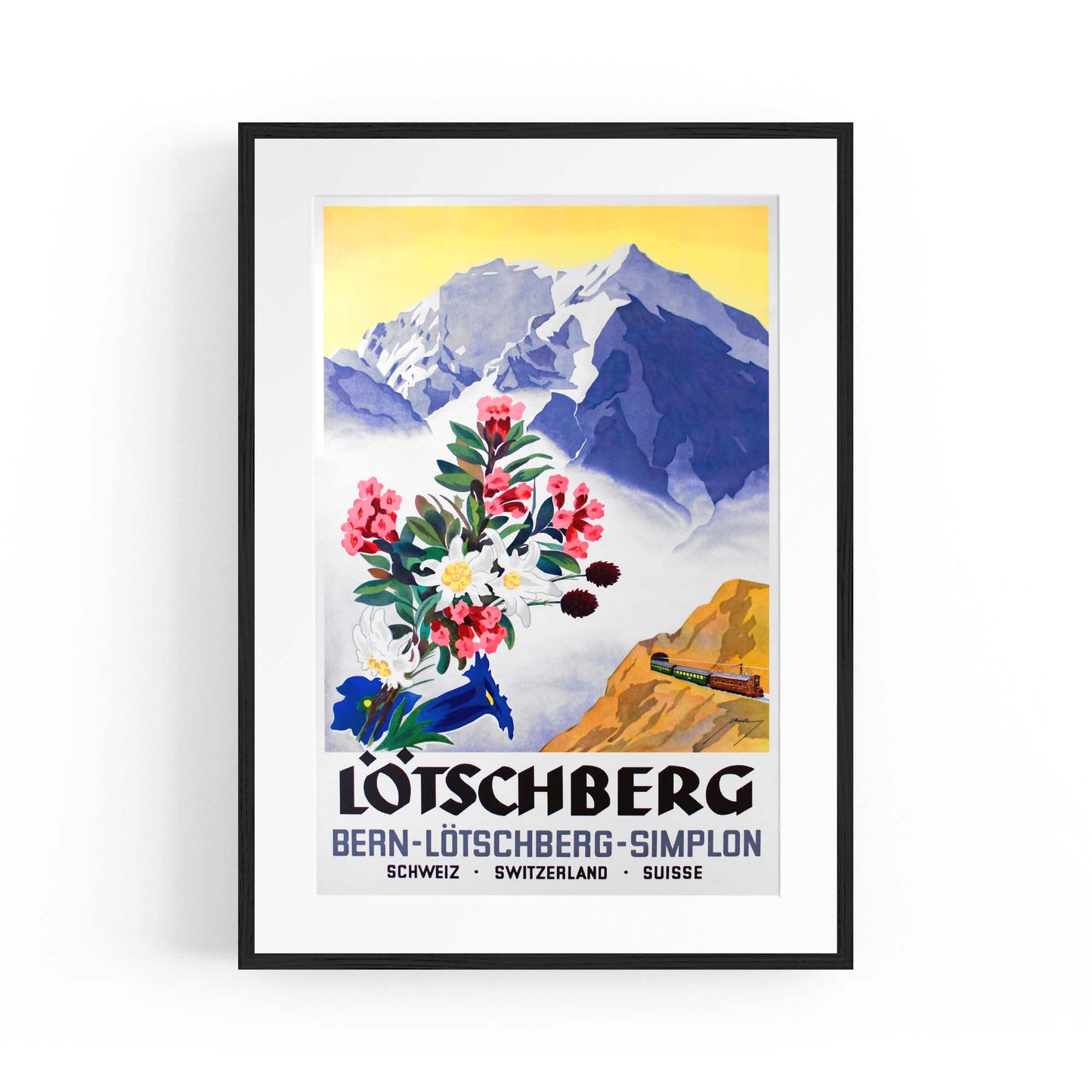 Lotschberg Switzerland Vintage Travel Advert Wall Art - The Affordable Art Company