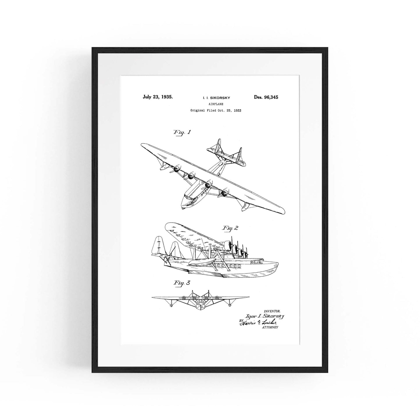 Airplane Patent Vintage Minimal Man Cave Wall Art #11 - The Affordable Art Company