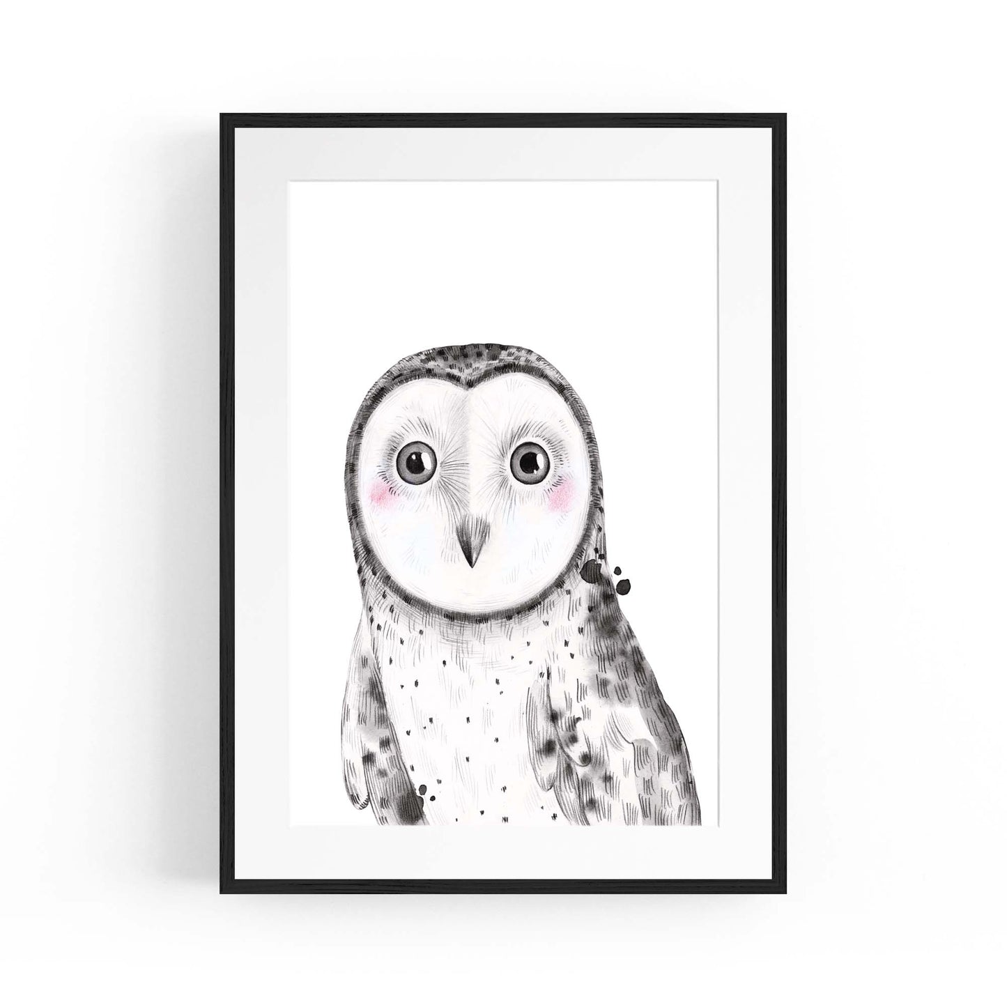 Cute Blushing Baby Owl Nursery Animal Wall Art - The Affordable Art Company