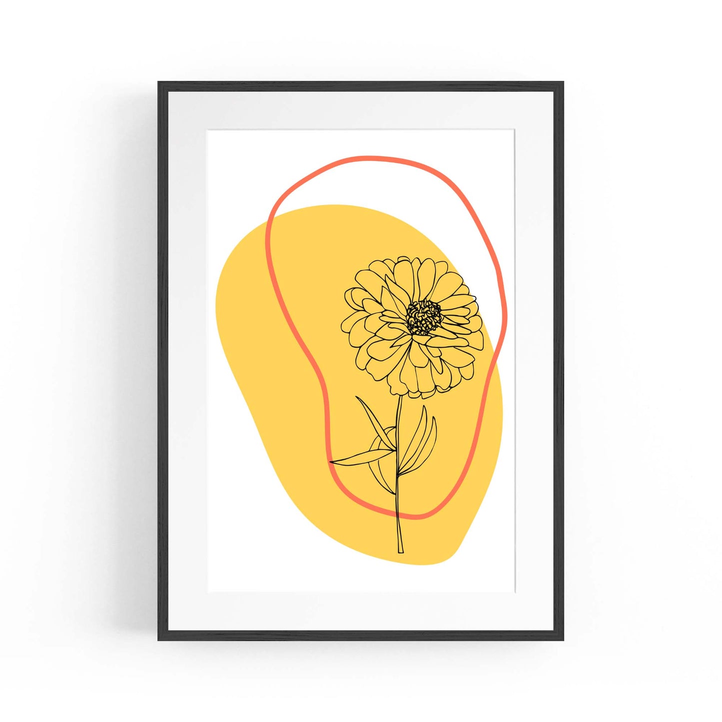 Abstract Sunflower Yellow Flower Modern Wall Art - The Affordable Art Company
