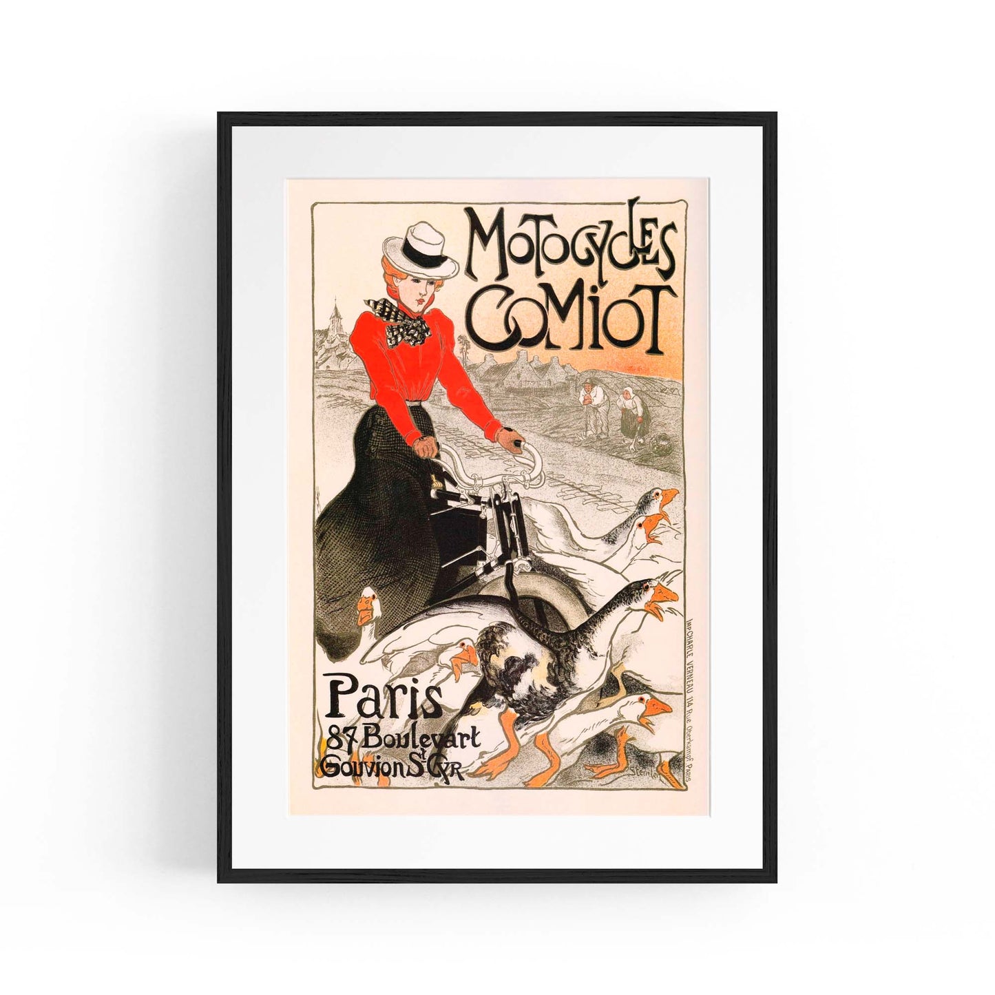 Motorcycles Comiot French Vintage Advert Wall Art - The Affordable Art Company