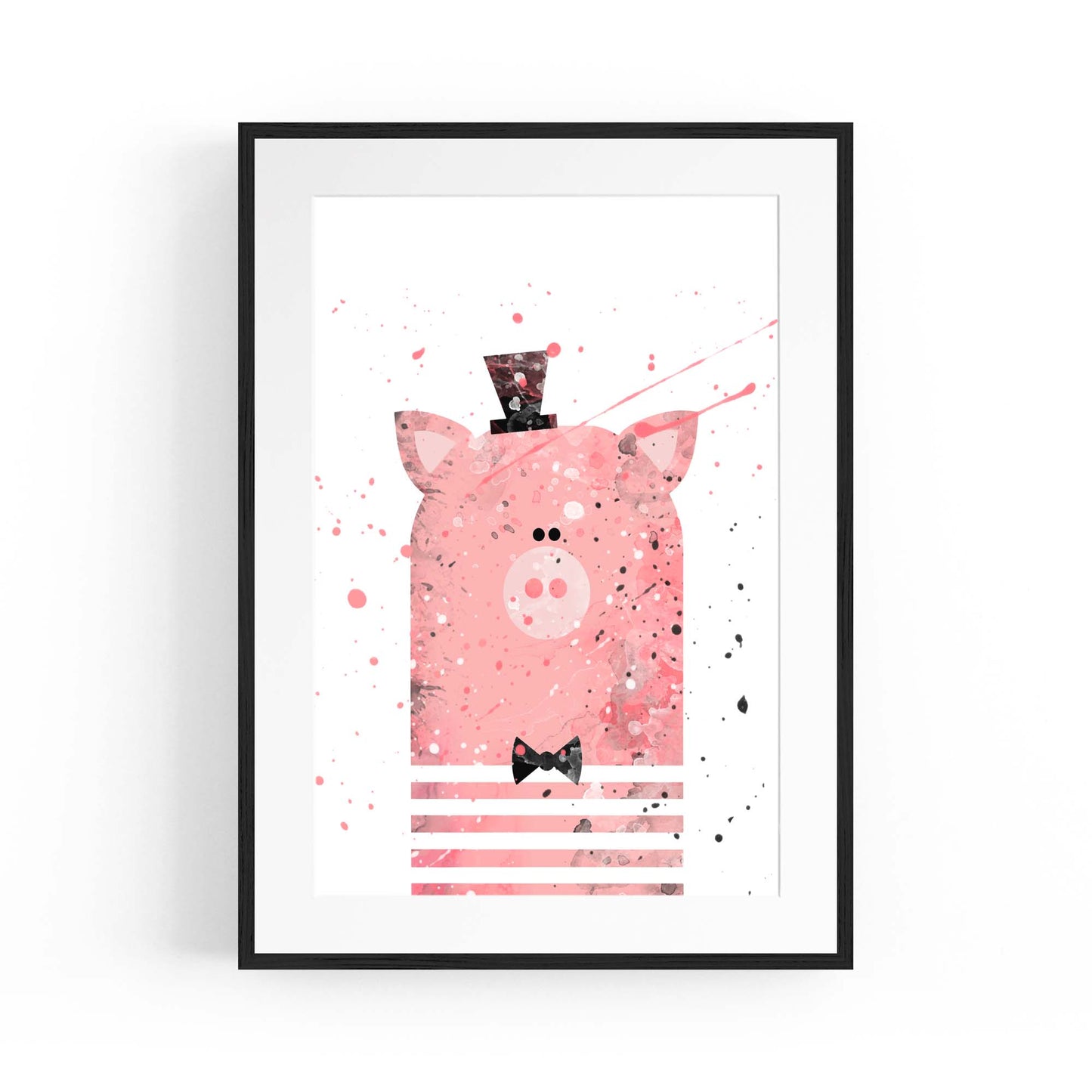 Pink Pig Nursery Cartoon Cute Animal Baby Wall Art - The Affordable Art Company