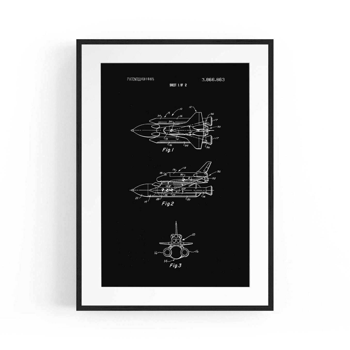 Vintage Space Shuttle Patent Wall Art #1 - The Affordable Art Company