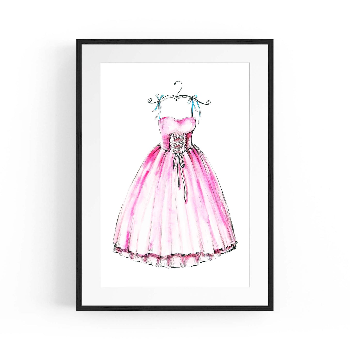 Pink Ballet Dress Girls Bedroom Ballerina Wall Art - The Affordable Art Company