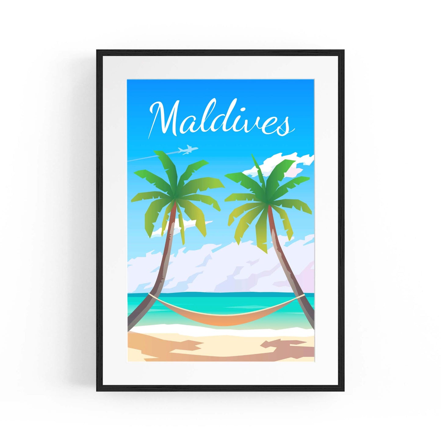 Retro Maldives Tropical Travel Vintage Wall Art - The Affordable Art Company