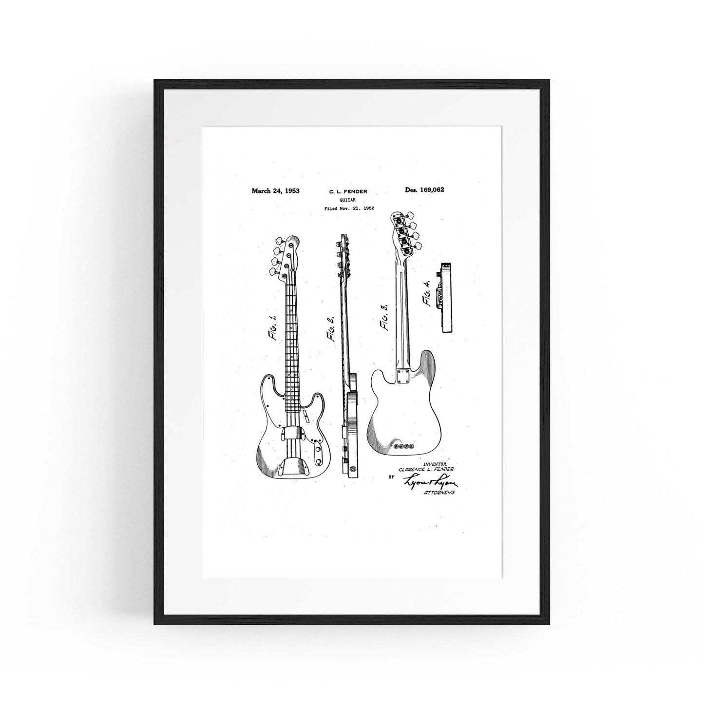Fender Guitar White Patent Music Gift Wall Art - The Affordable Art Company