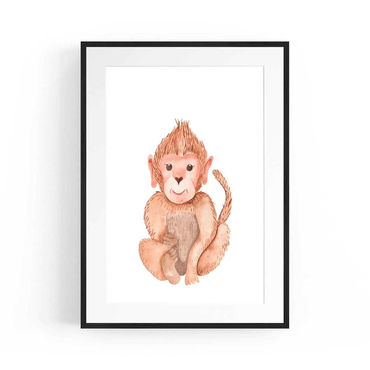 Cartoon Monkey Cute Nursery Baby Animal Art - The Affordable Art Company