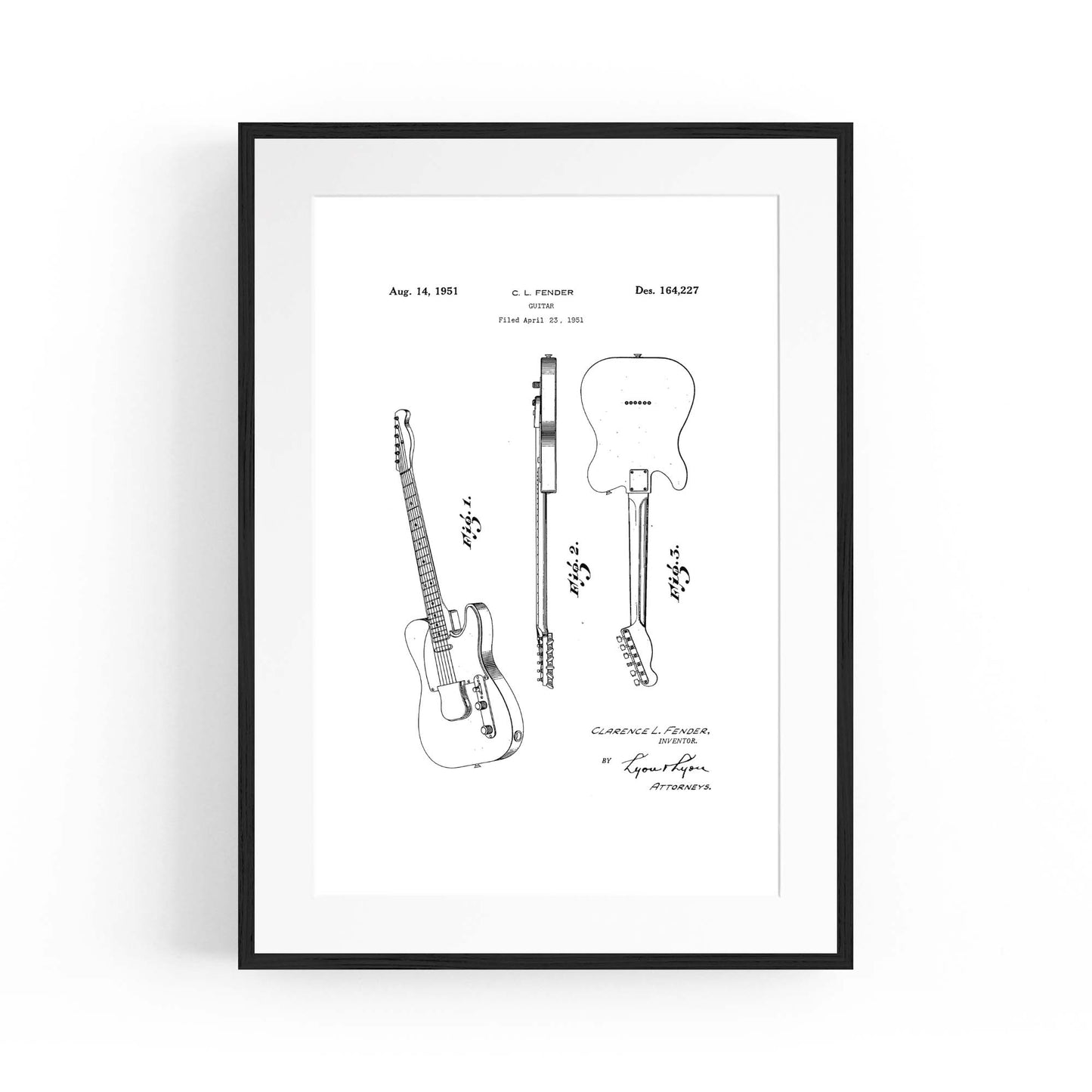 Vintage Telecaster Guitar White Patent Wall Art #2 - The Affordable Art Company