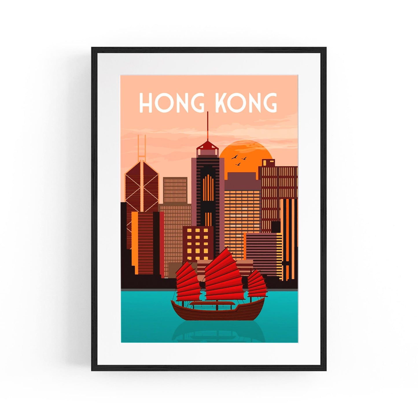 Retro Hong Kong Travel Advert Wall Art - Portsby