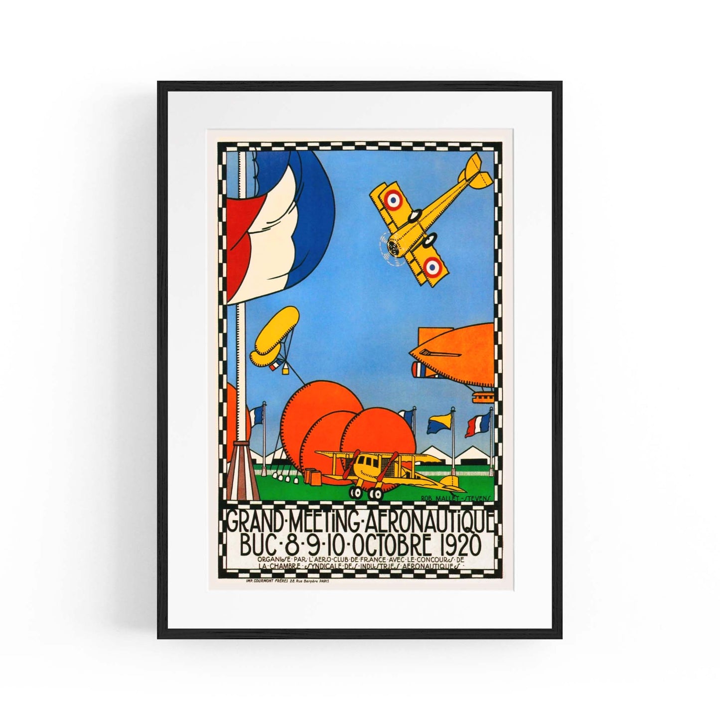 French Air Show Vintage Advert Pilot Wall Art - The Affordable Art Company