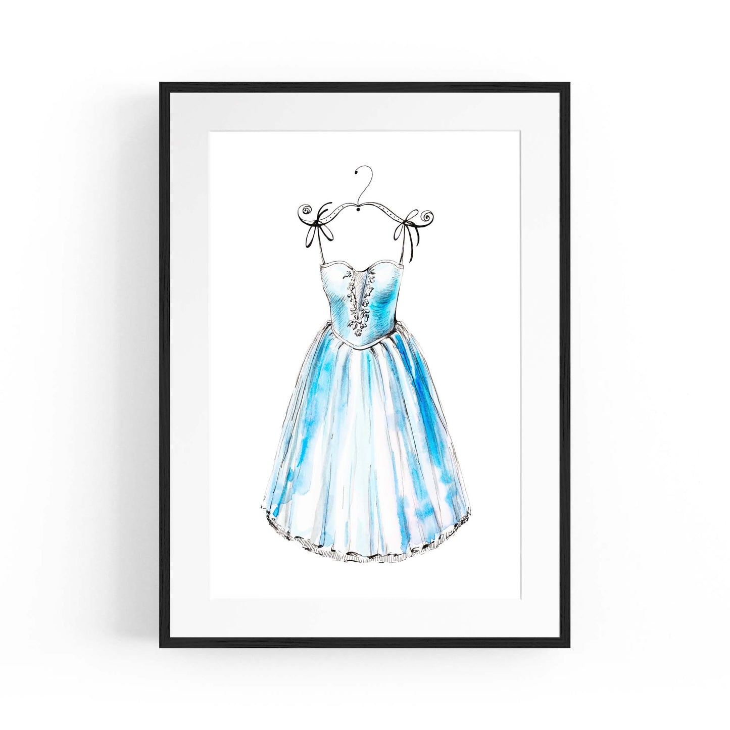 Blue Ballet Dress Girls Bedroom Ballerina Wall Art - The Affordable Art Company