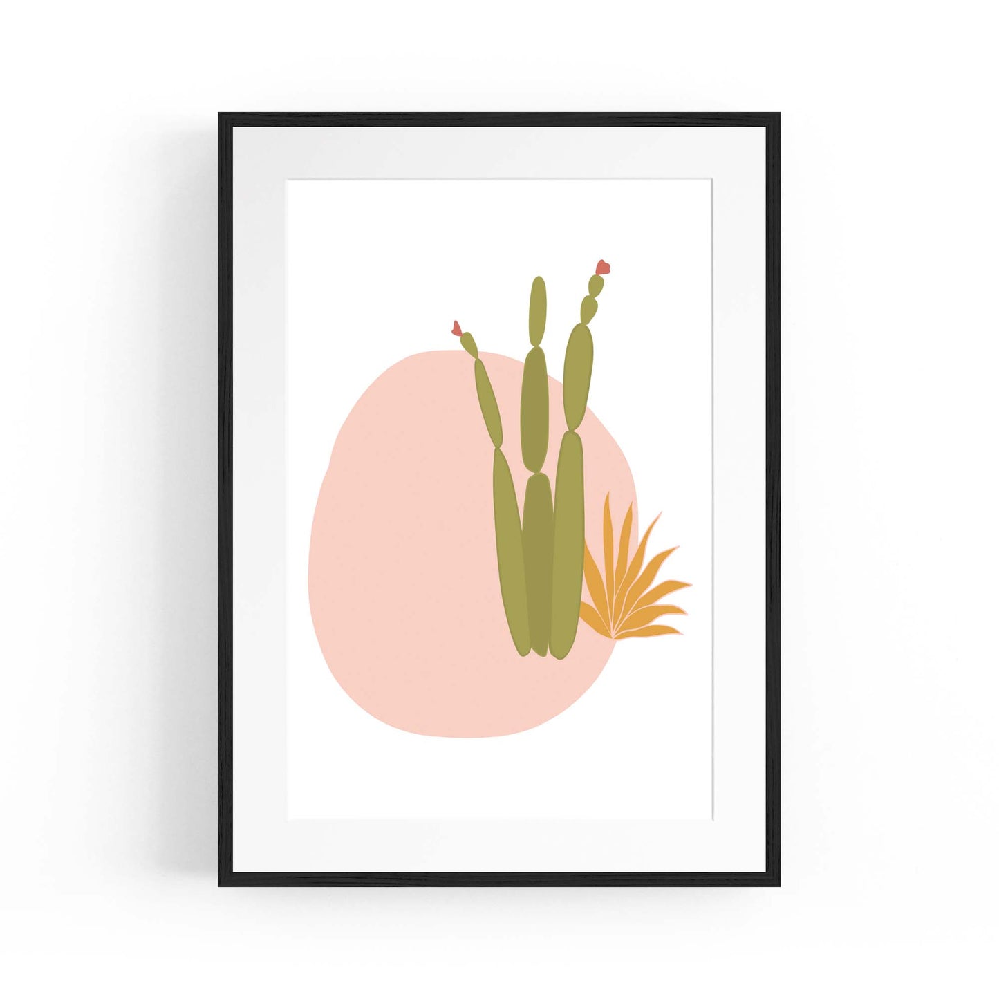 Retro Minimal Abstract Green Cactus Wall Art #1 - The Affordable Art Company