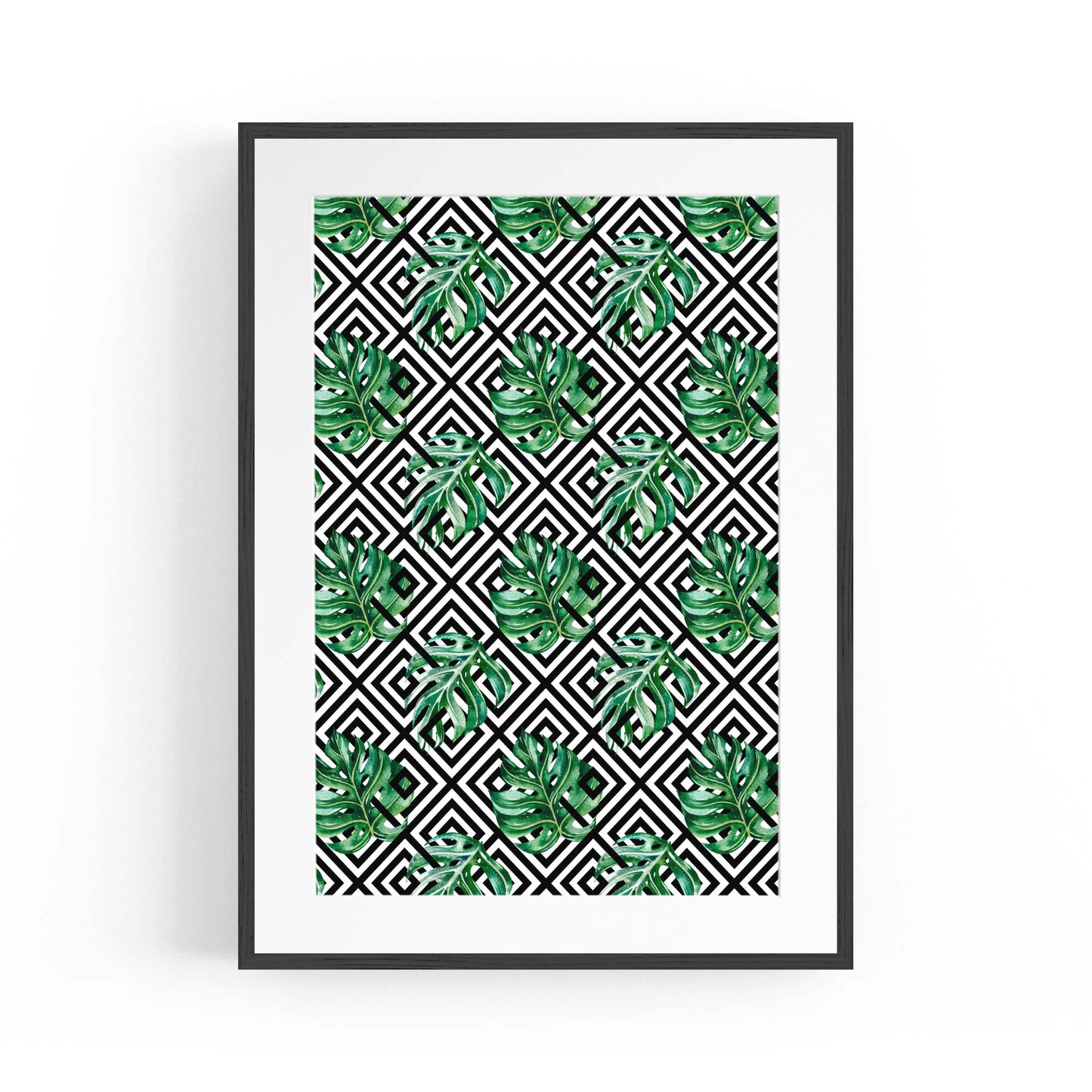 Green Leaves Geometric Nature Wall Art #3 - The Affordable Art Company