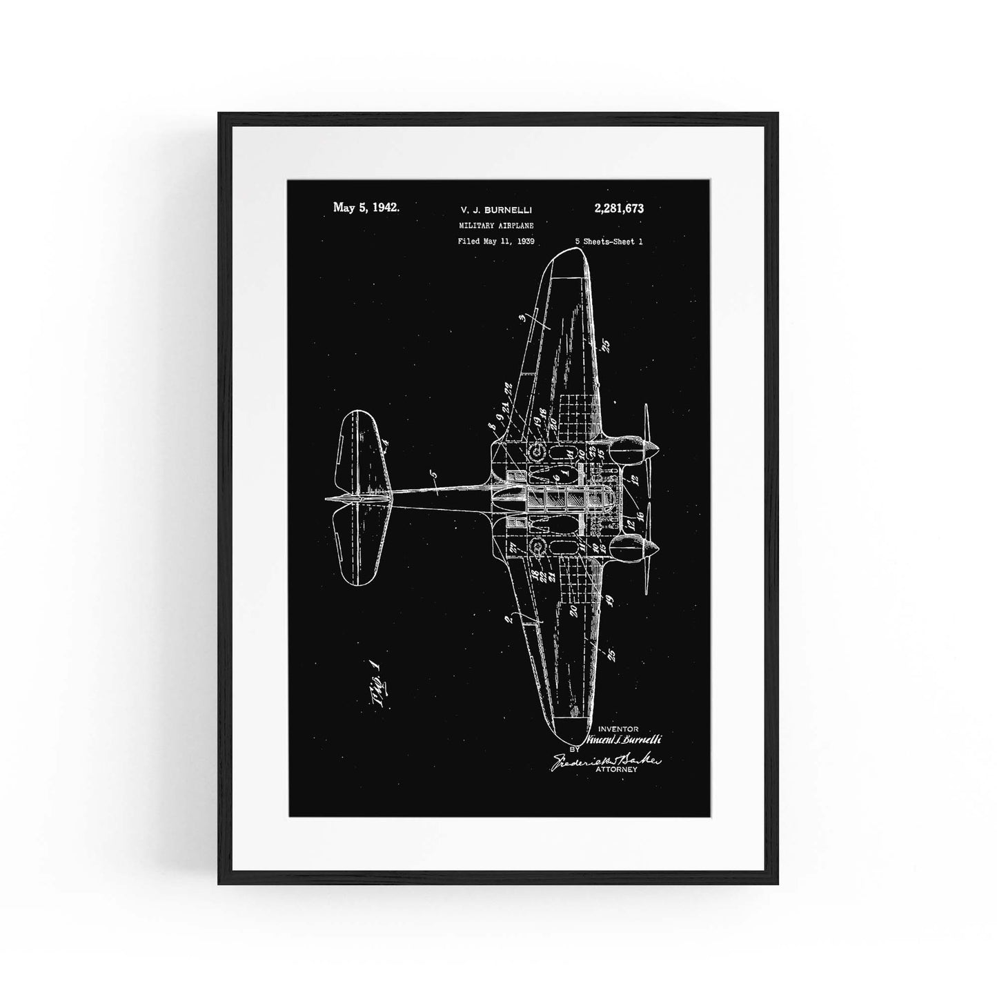 Airplane Patent Vintage Minimal Man Cave Wall Art #4 - The Affordable Art Company