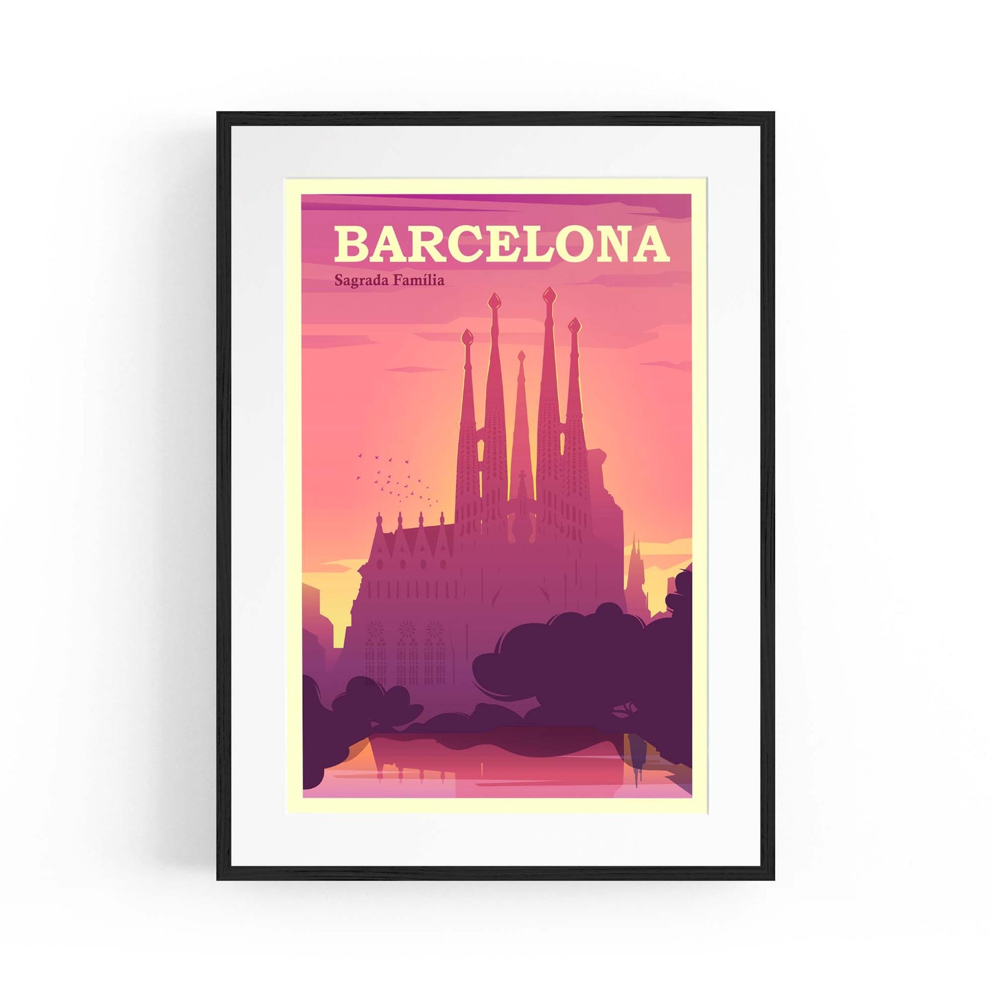 Retro Barcelona Spain Travel Vintage Wall Art - The Affordable Art Company