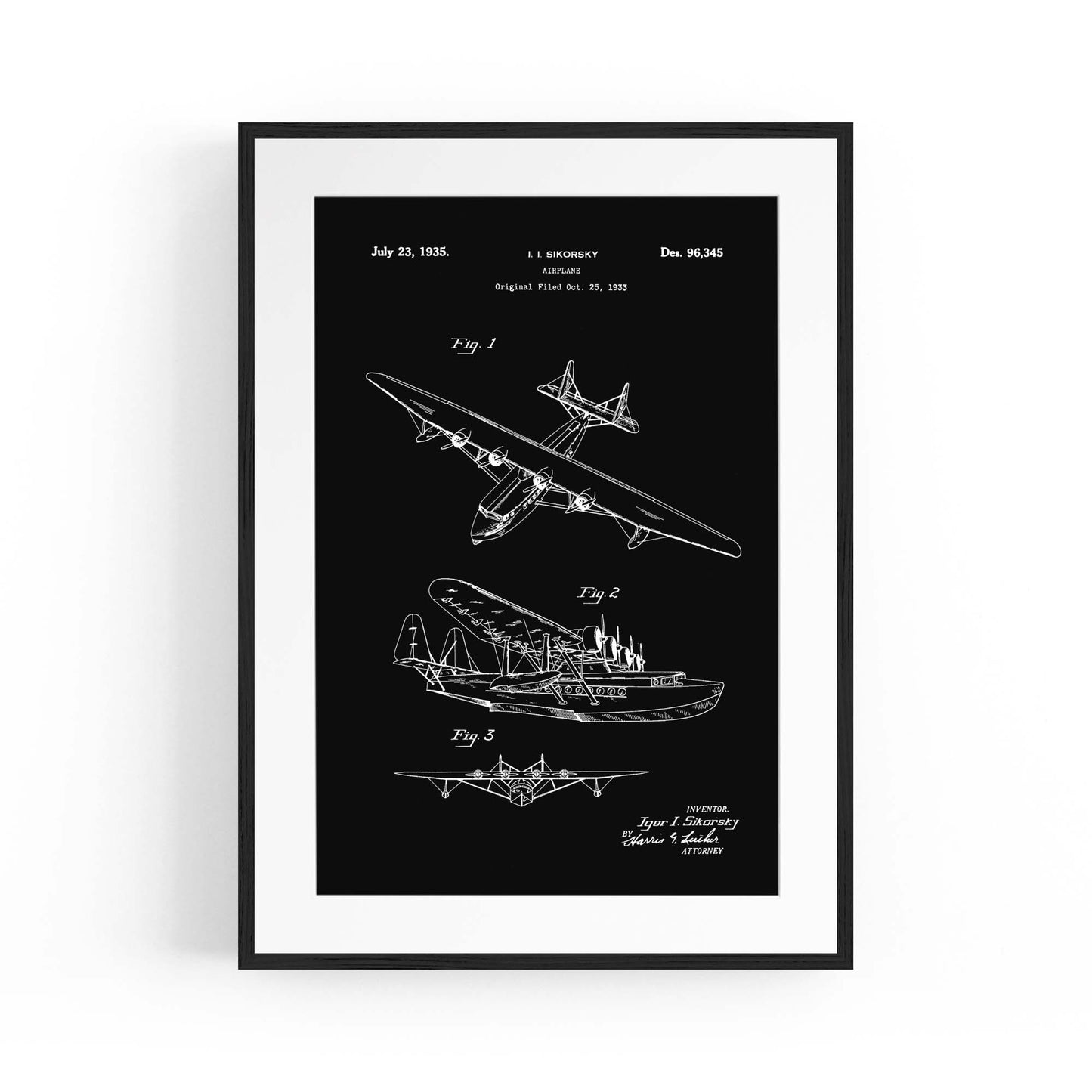 Airplane Patent Vintage Minimal Man Cave Wall Art #10 - The Affordable Art Company